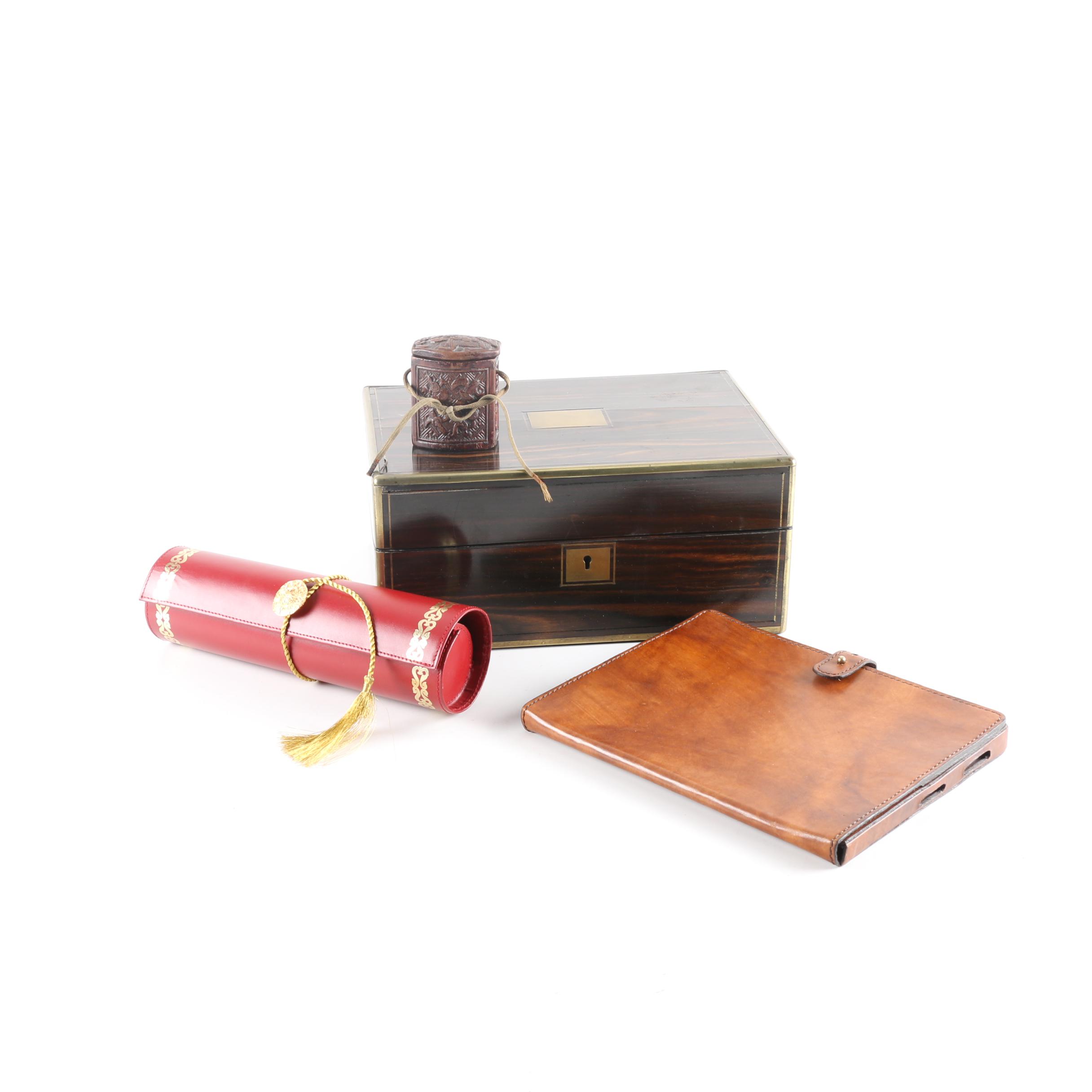 Carved Inro Box, Leather iPad Case, Jewelry Box