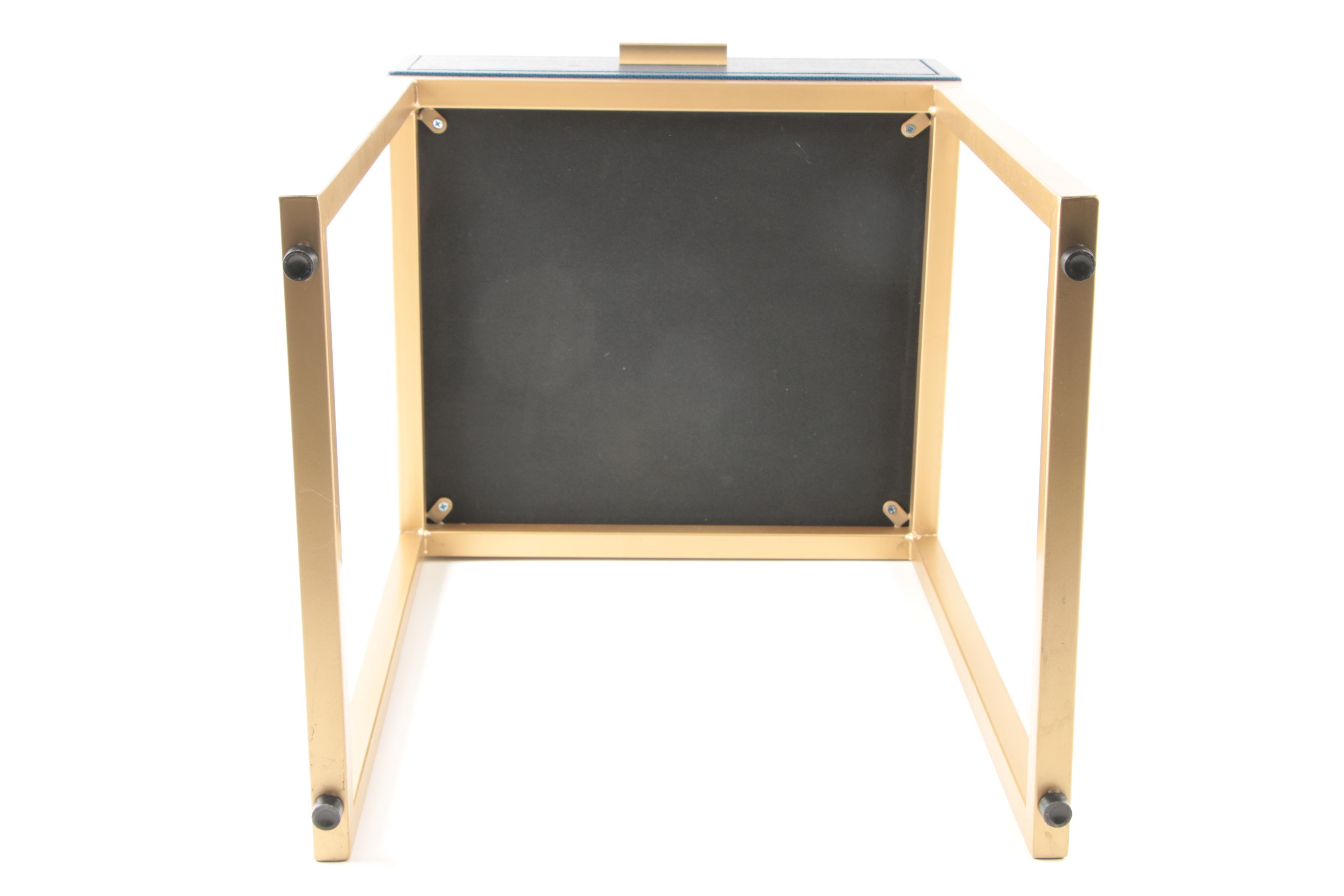 Blue Faux Lizard and Brass-Tone End Table