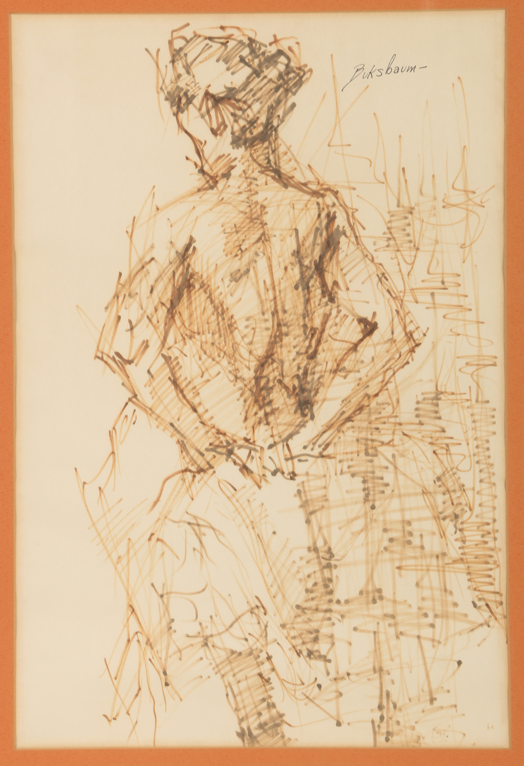 Buksbaum Ink Drawing of a Nude Figure