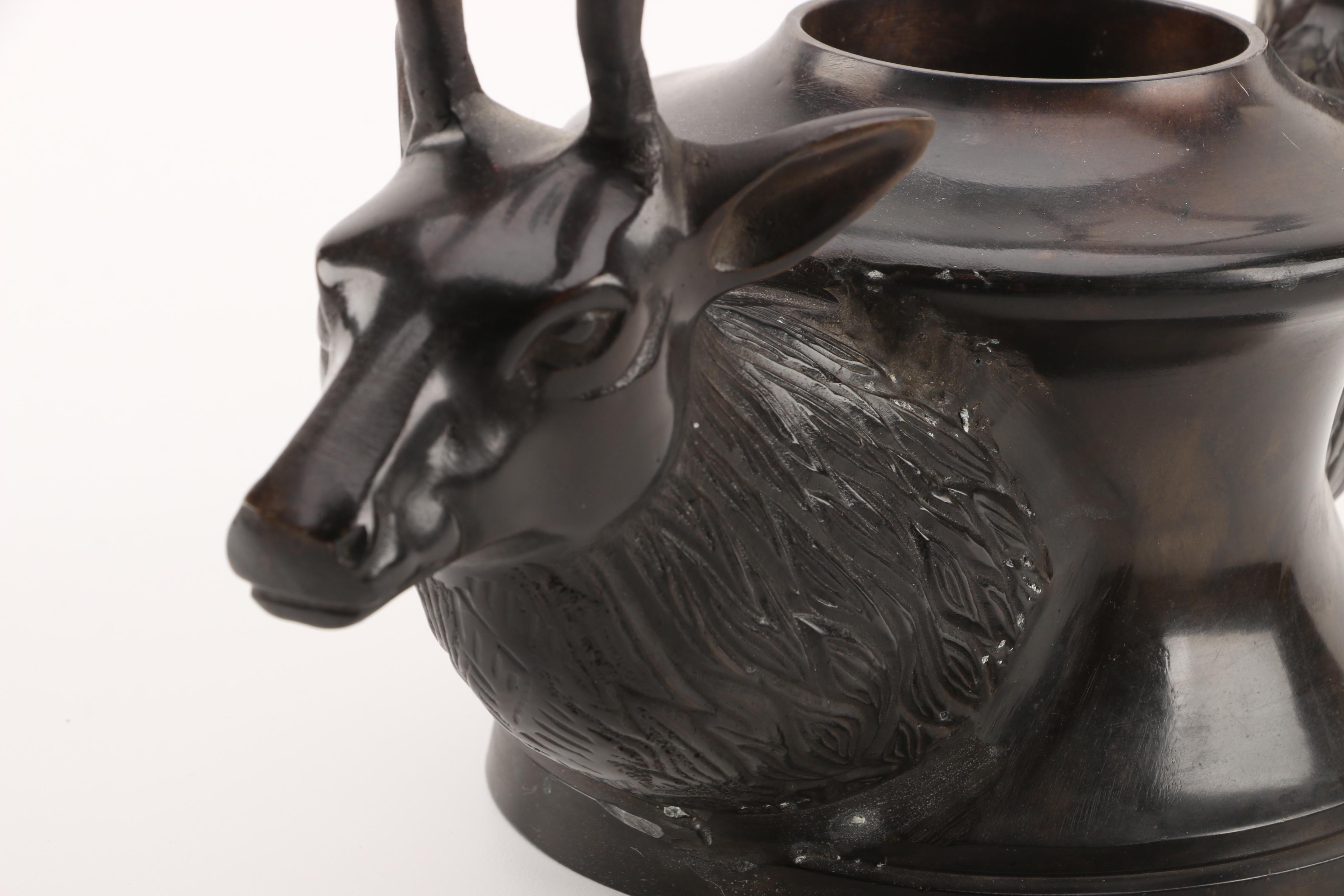 Stetson Metal Elk Candle Holder with Glass Shade