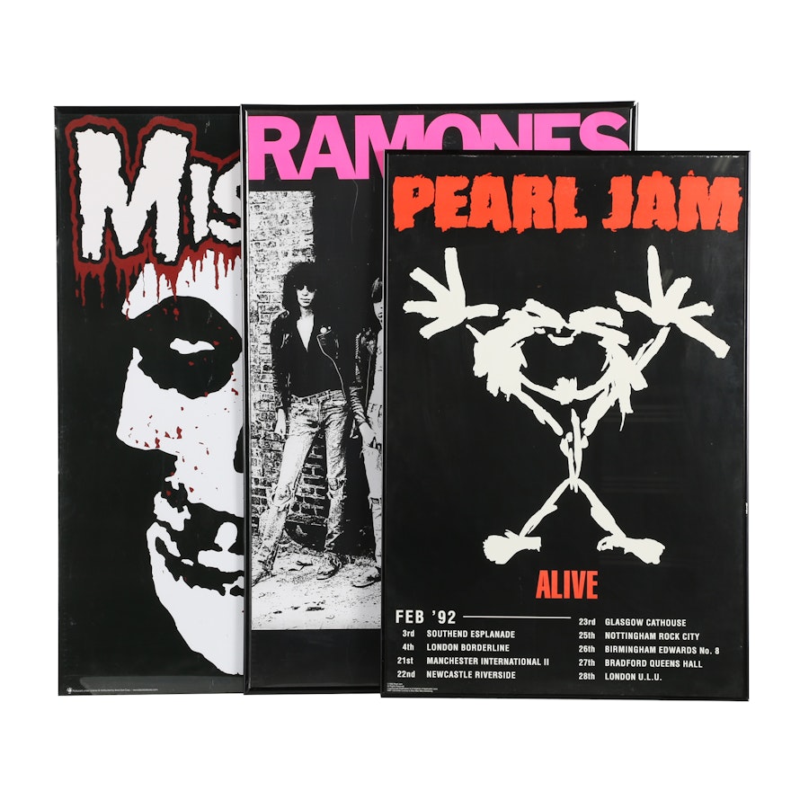 The Ramones, Pearl Jam, and Misfits Band Posters