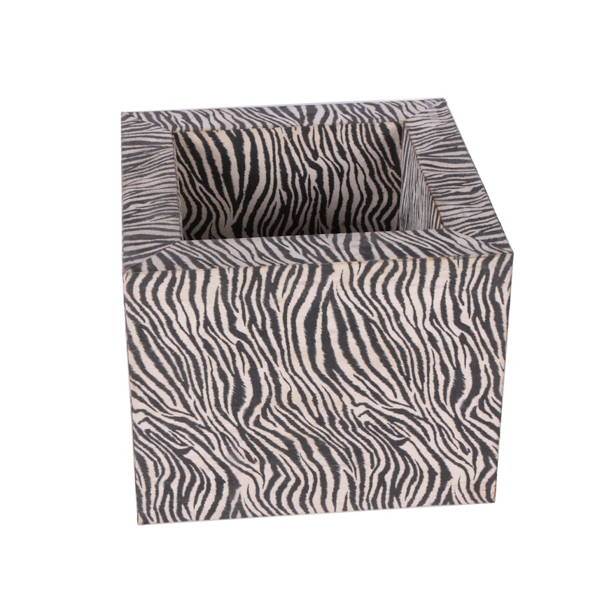 Open Cube Side Table in Faux Zebra