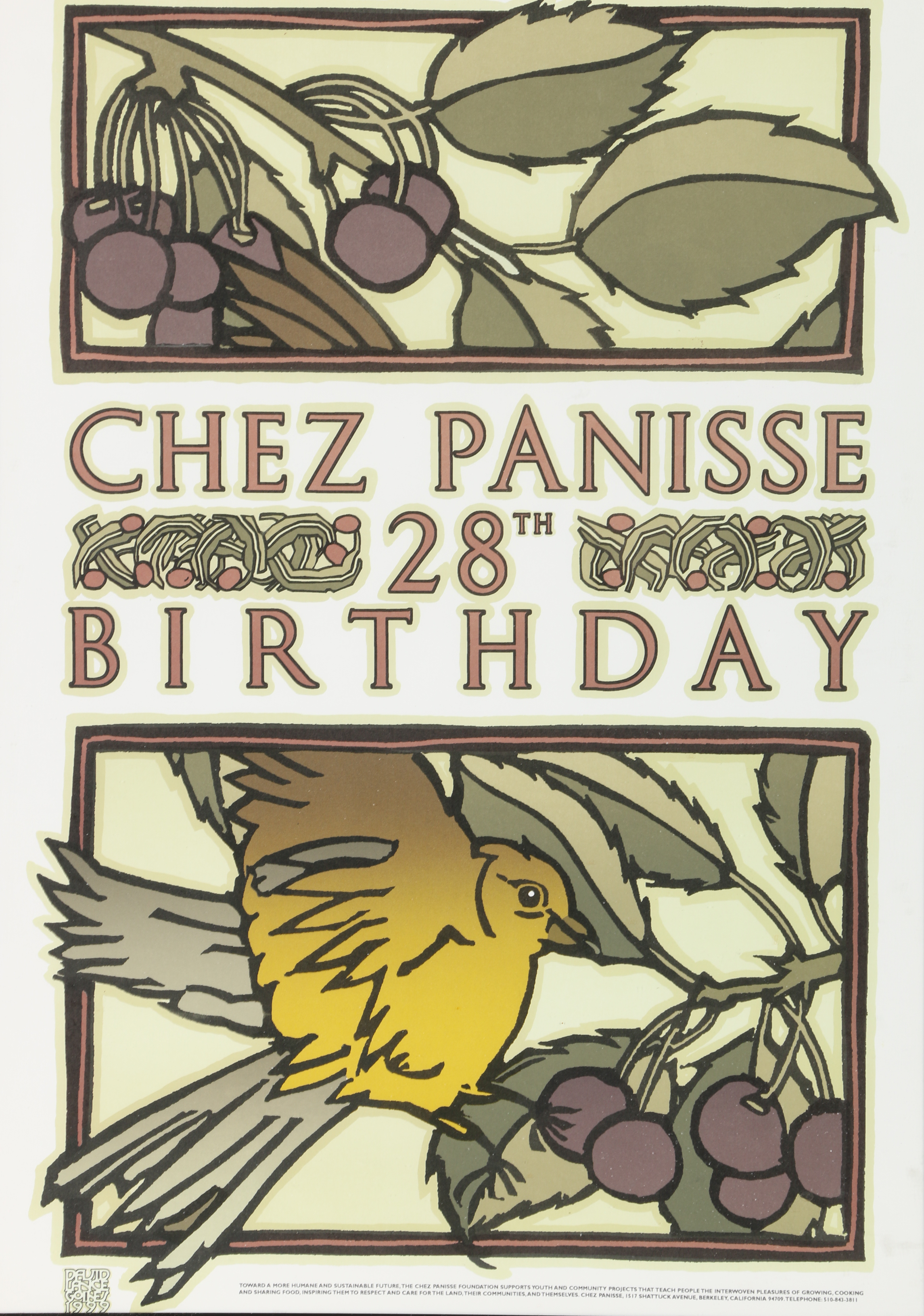 David Lance Goines Lithographic Poster "Chez Panisse 28th"