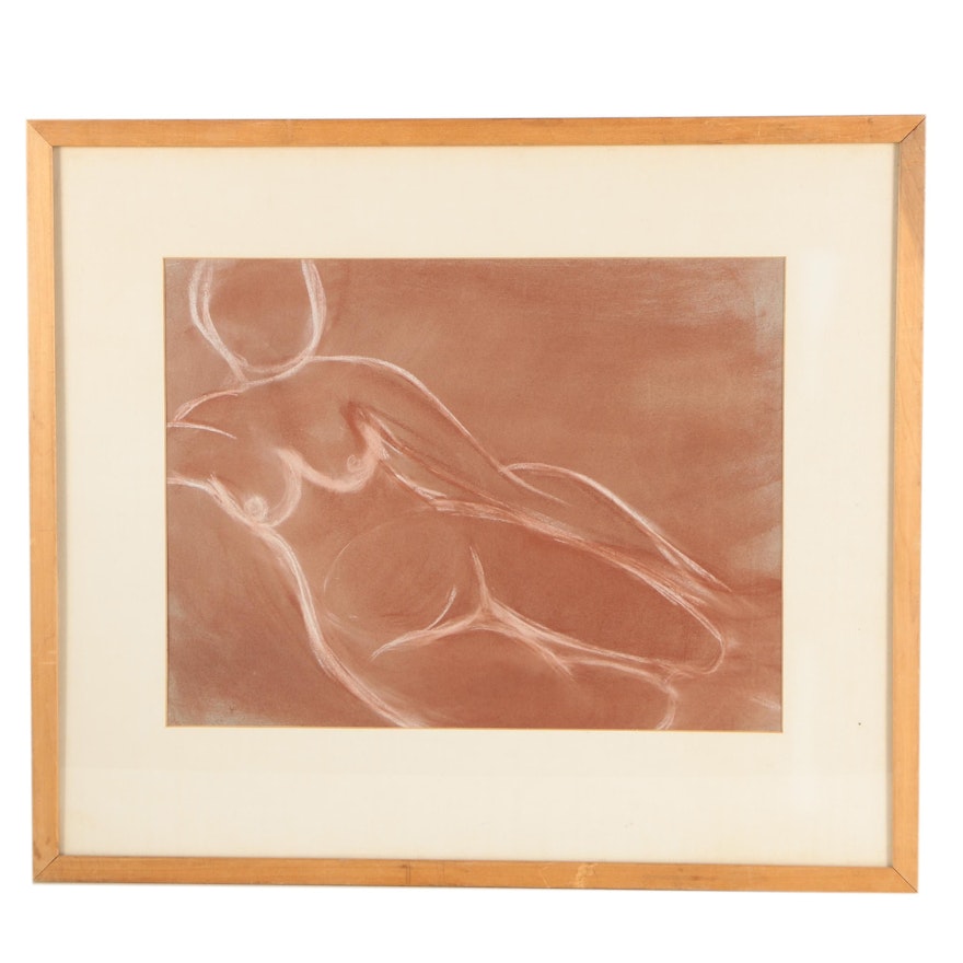 Chalk Drawing of a Nude Figure