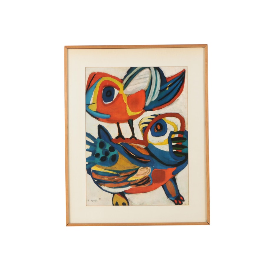 Offset Lithograph Reproduction after 1951 Karel Appel Painting "Ontmoeting"