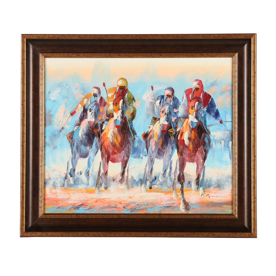 C. Ryan Oil Painting of a Horserace