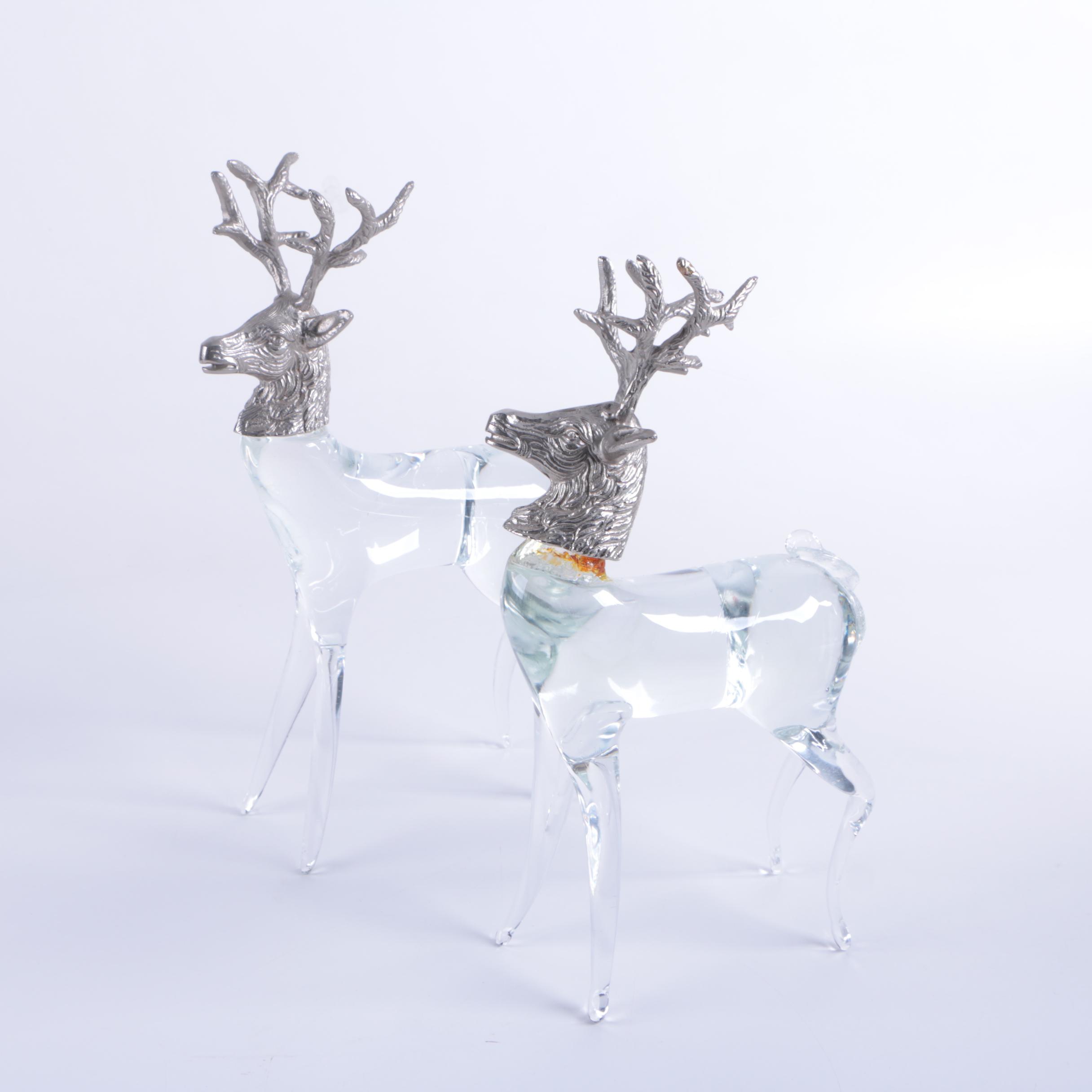 Crystal and Metal Deer Figurines