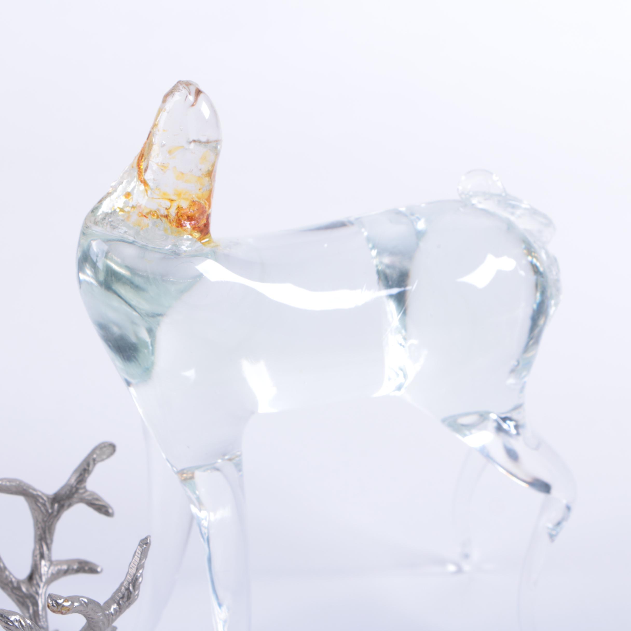 Crystal and Metal Deer Figurines