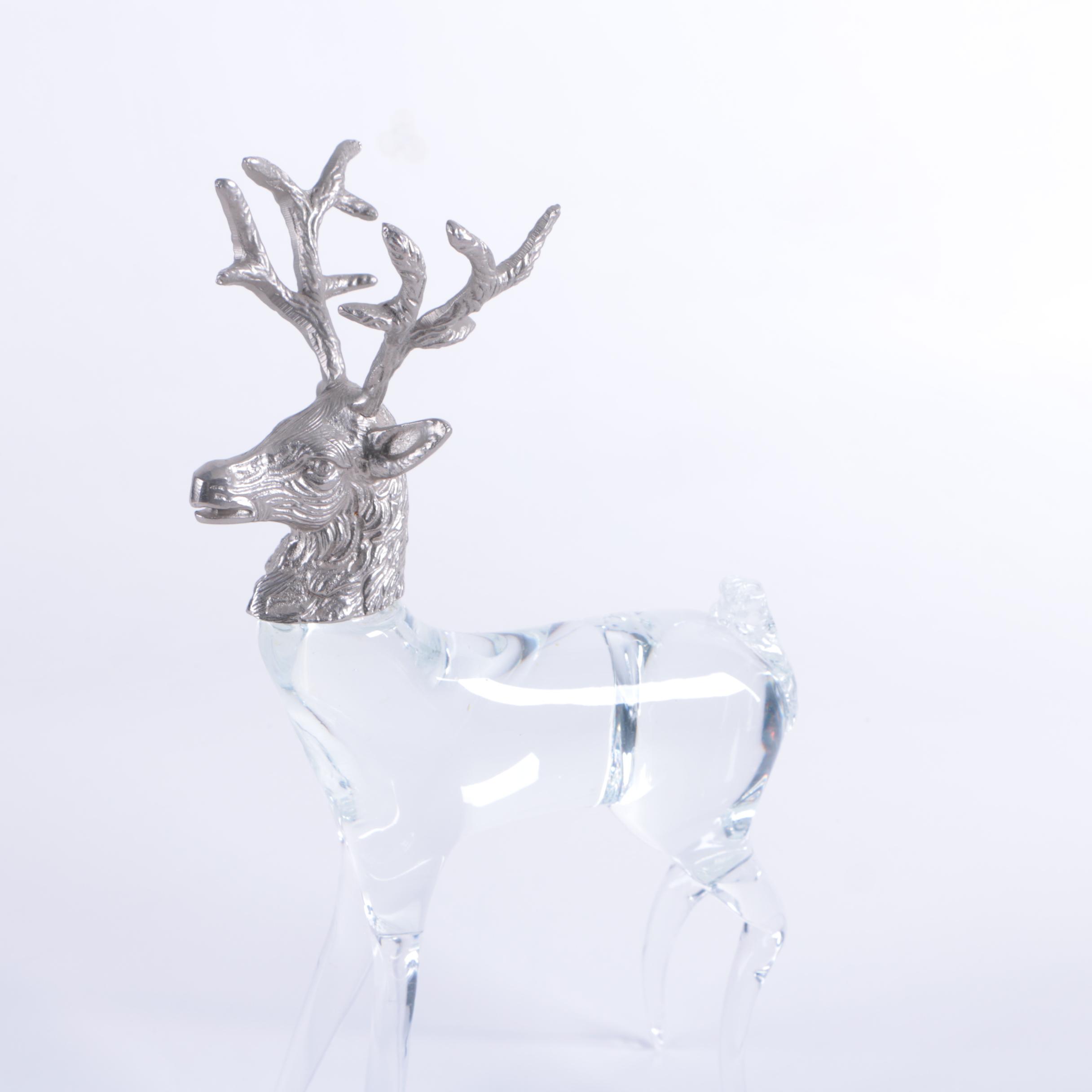 Crystal and Metal Deer Figurines