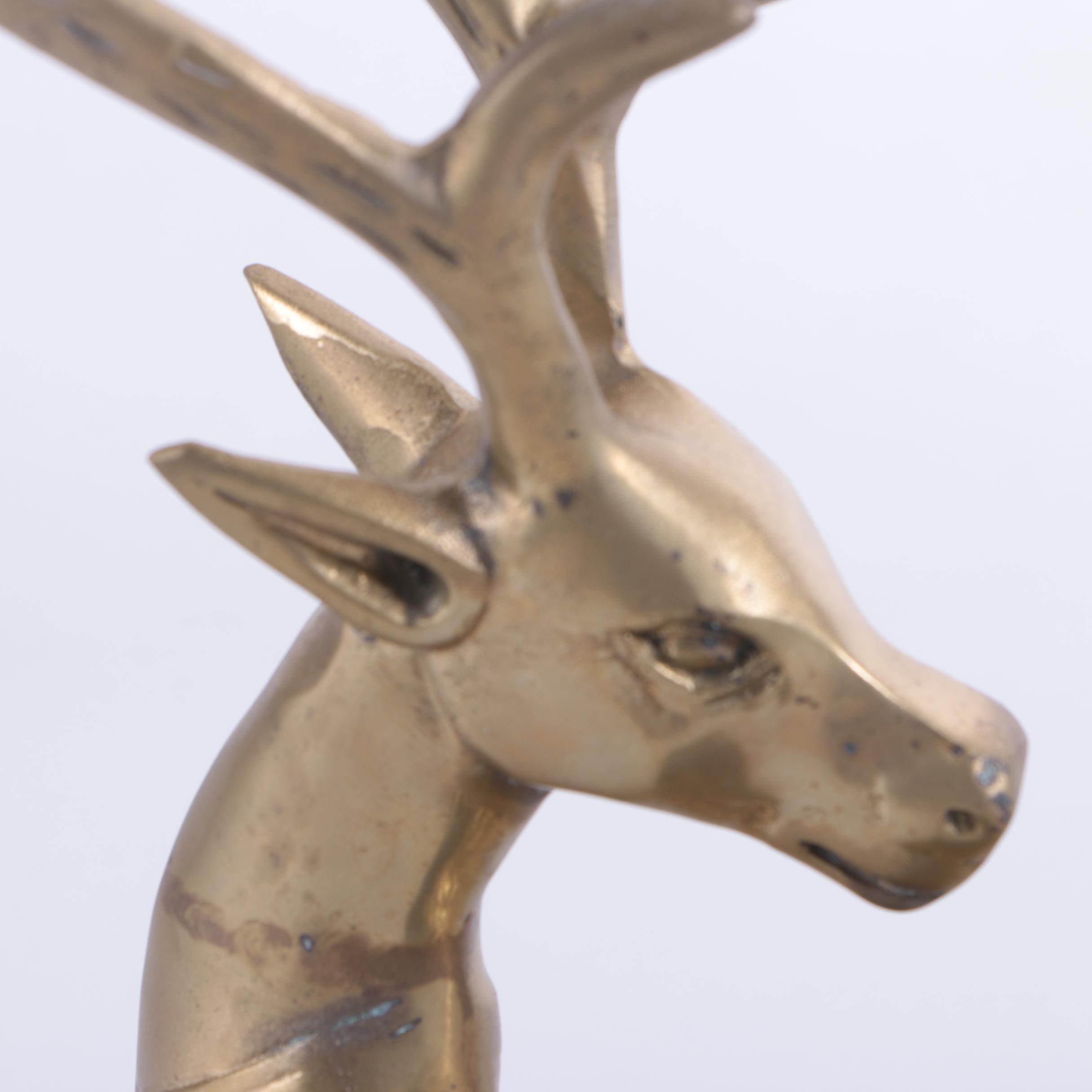 Brass-Tone Metal Lidded Deer Figurines
