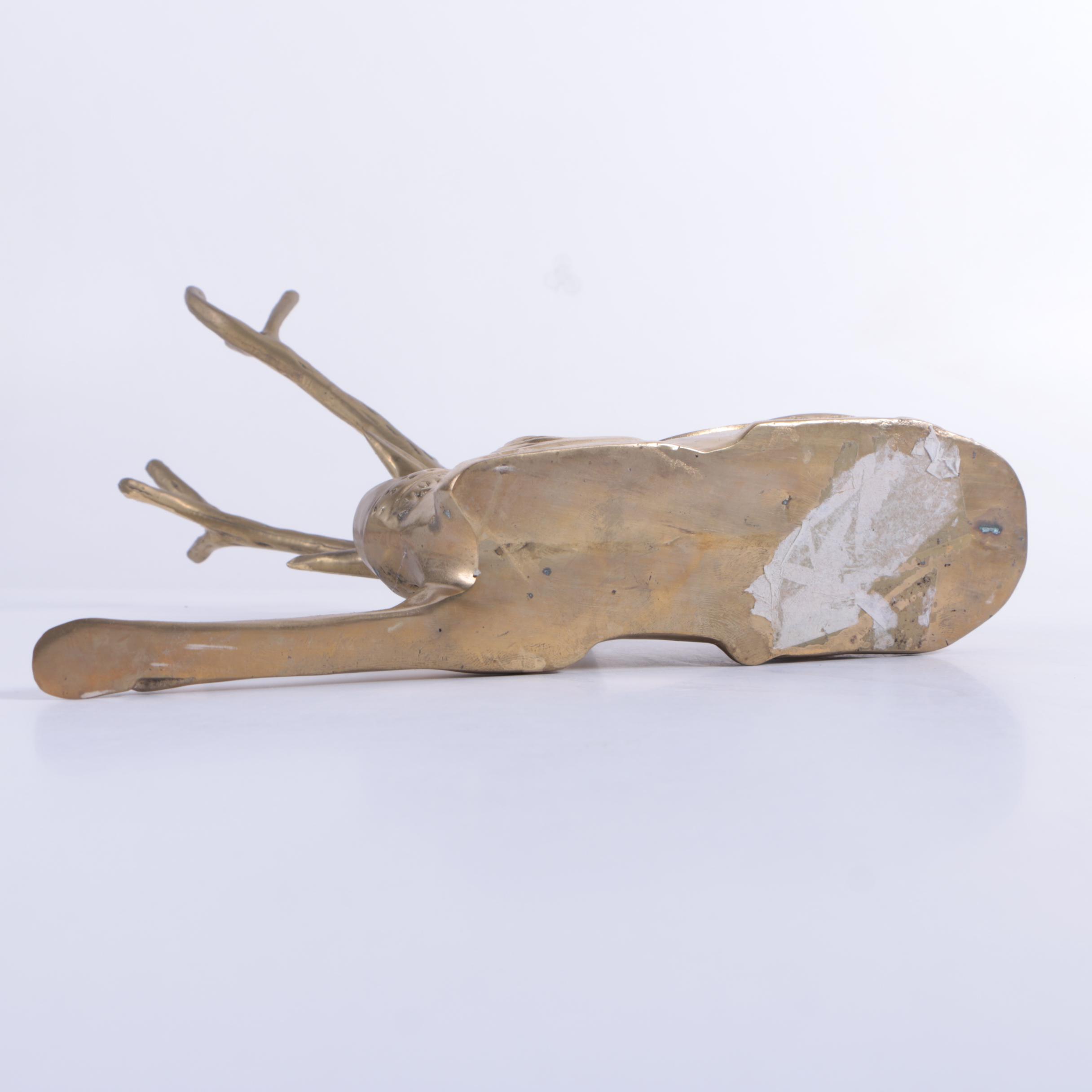 Brass-Tone Metal Lidded Deer Figurines