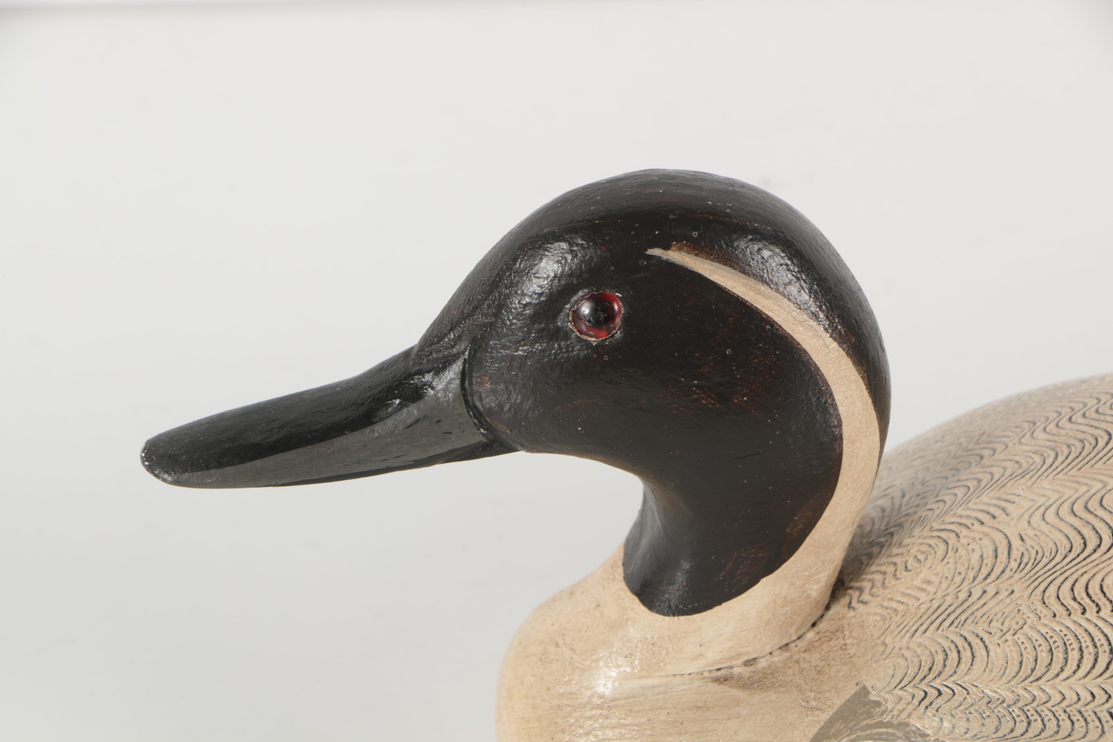 Chas Moore Vintage Hand Painted Wooden Duck Decoy