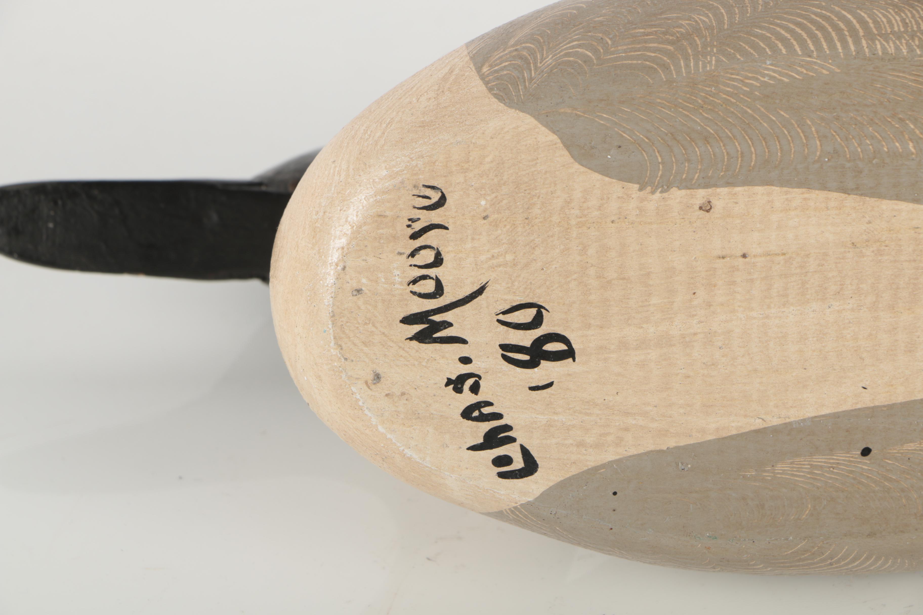 Chas Moore Vintage Hand Painted Wooden Duck Decoy