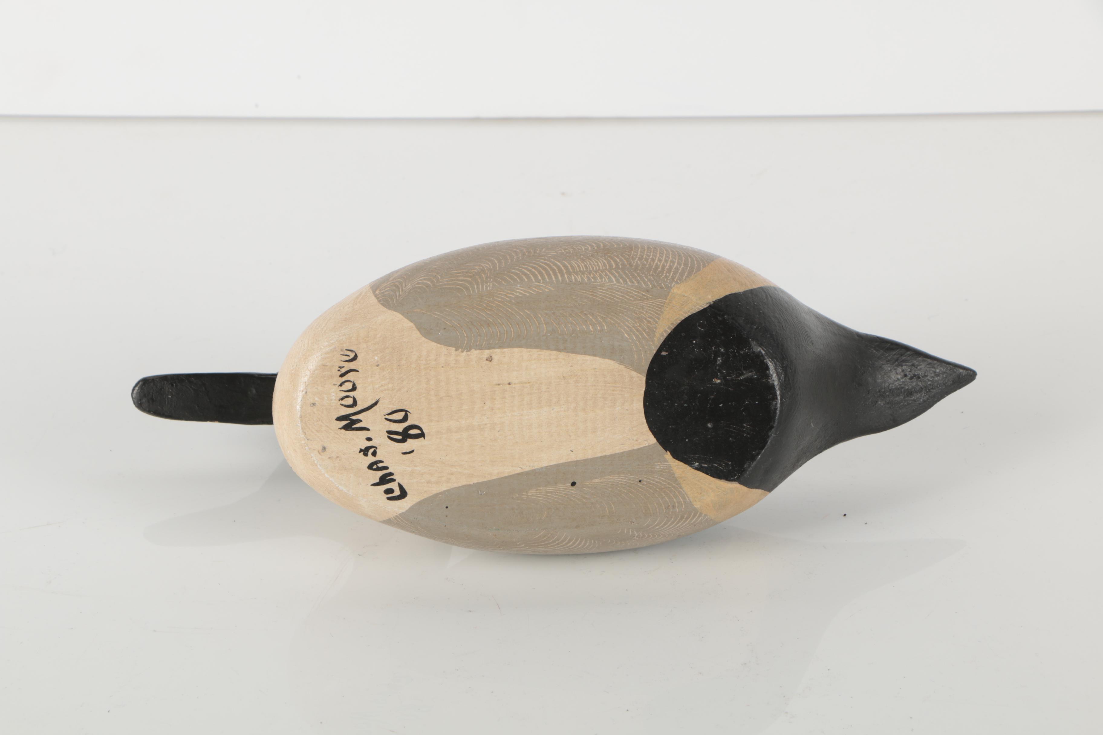 Chas Moore Vintage Hand Painted Wooden Duck Decoy