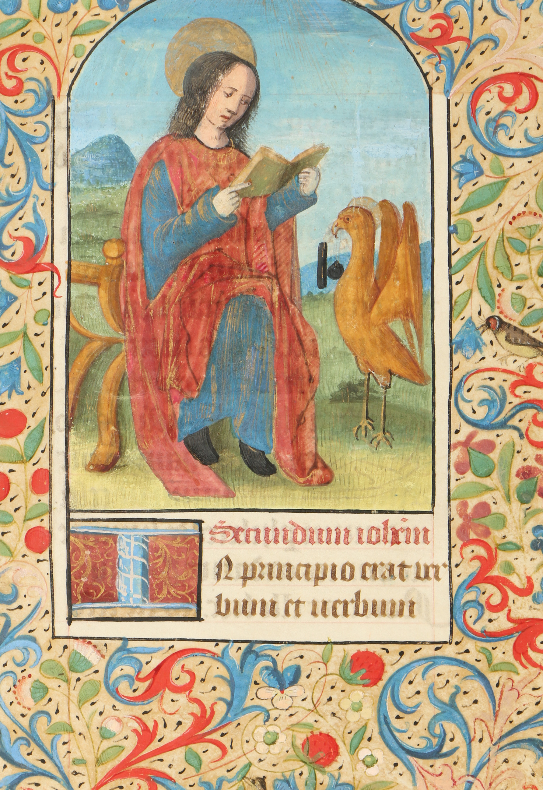 15th-Century Hand-Painted Illuminated Manuscript "St. John"