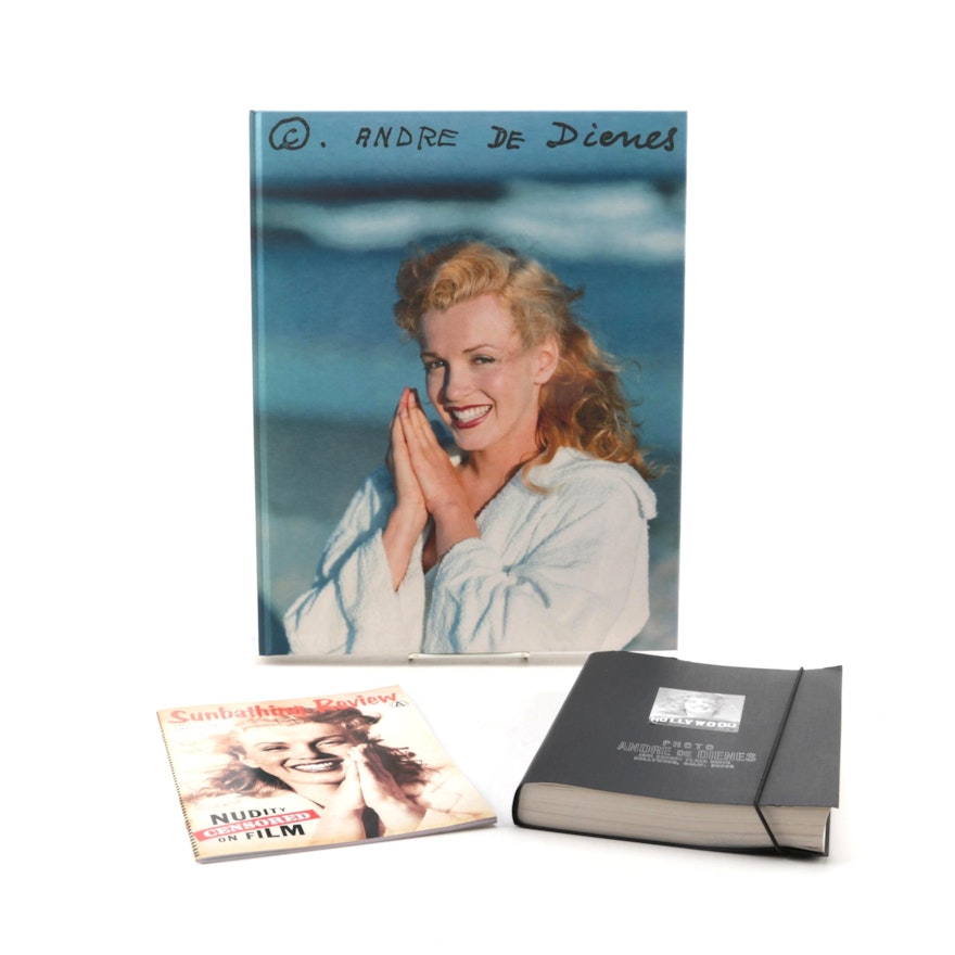 Andre de Dienes Marilyn Monroe Book and Facsimile Manuscript with Magazines