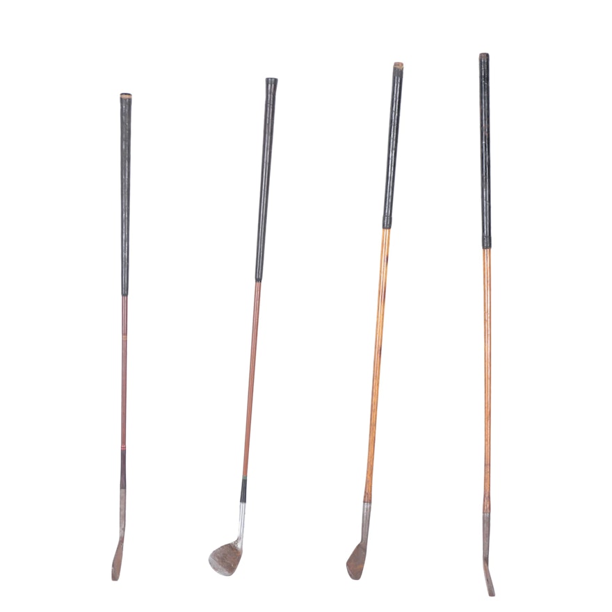 Wooden Golf Clubs, including Wm Gibson & Co., Spaulding and Bristol