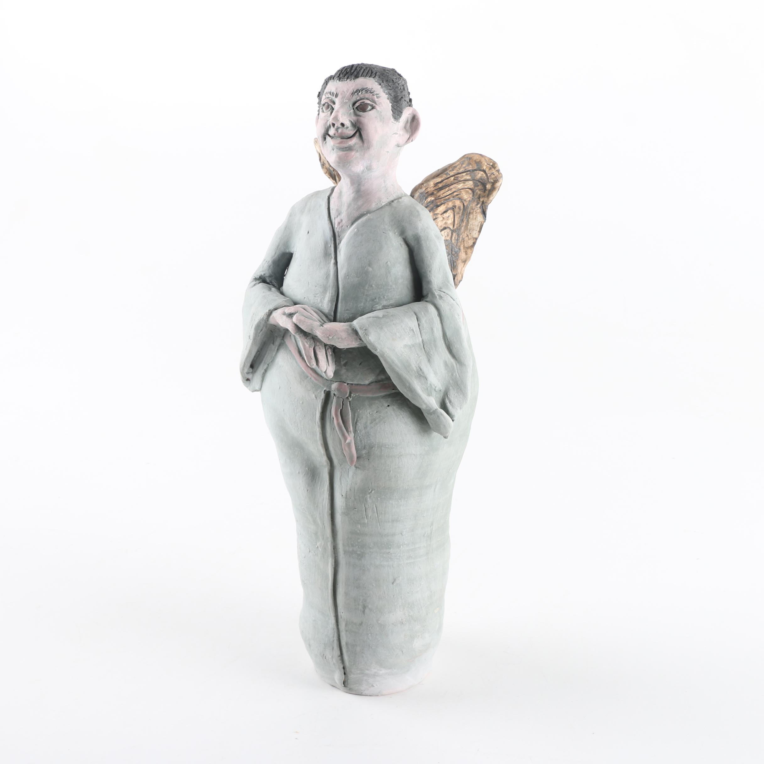 Handbuilt Bisque Stoneware Angel Figurine