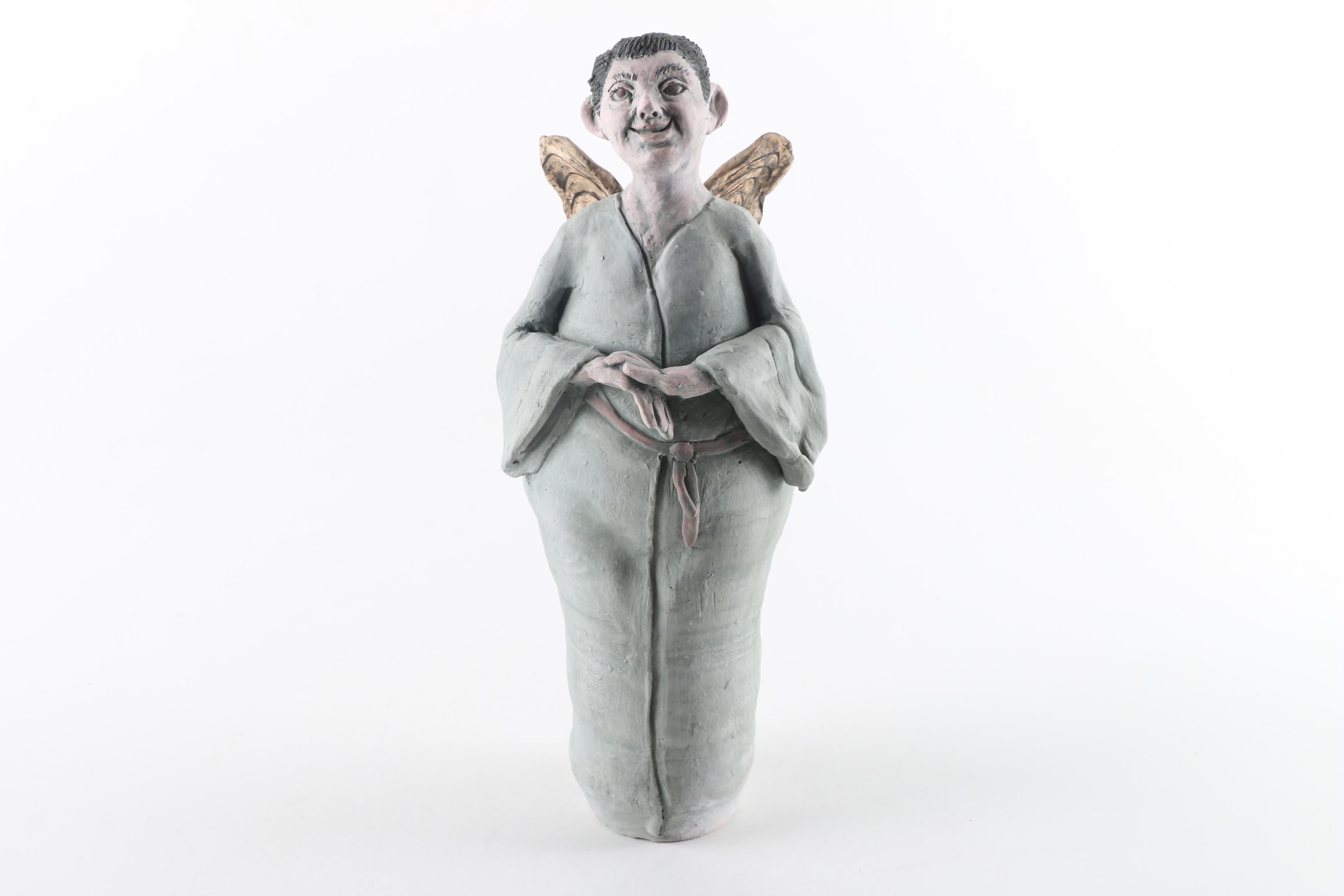 Handbuilt Bisque Stoneware Angel Figurine