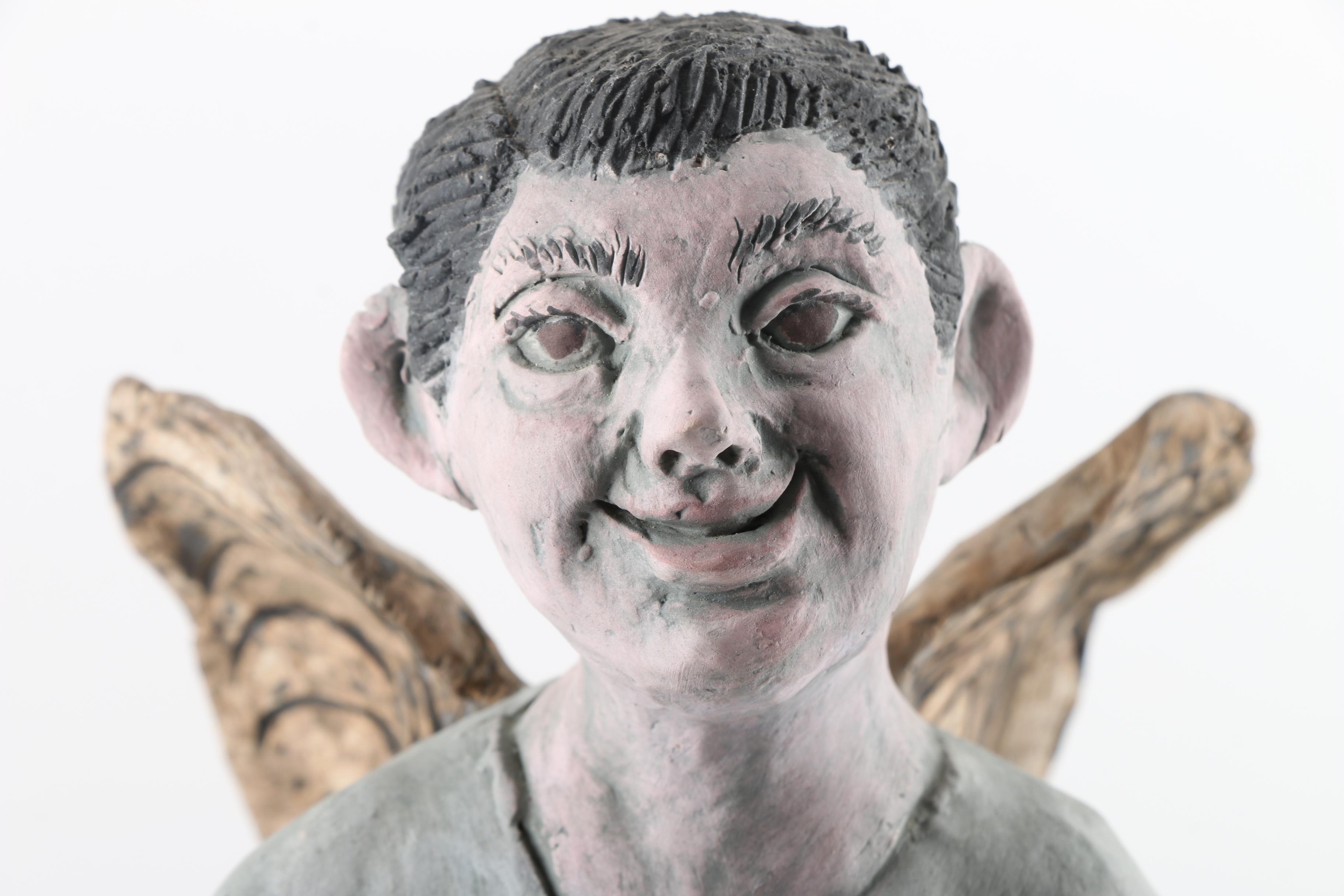 Handbuilt Bisque Stoneware Angel Figurine