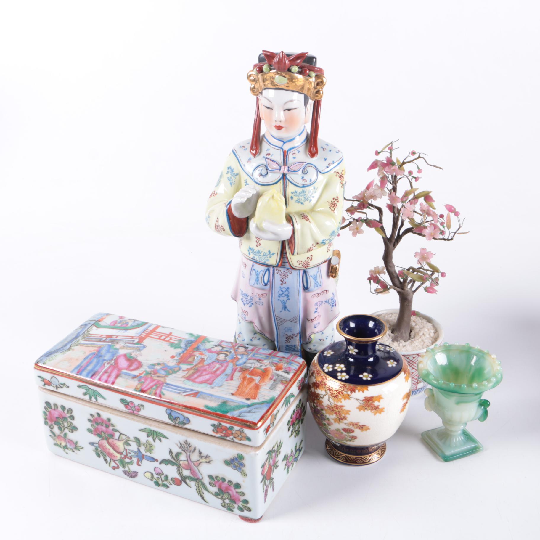 Chinese Trinket Box, Figurine and Decor
