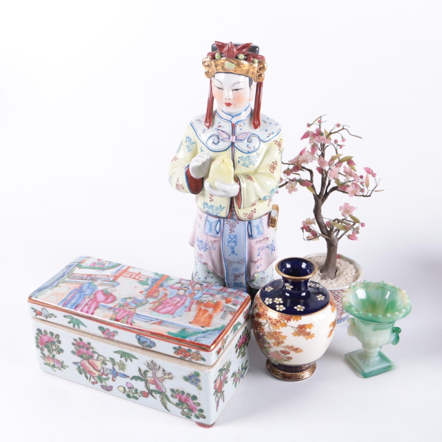 Chinese Trinket Box, Figurine and Decor