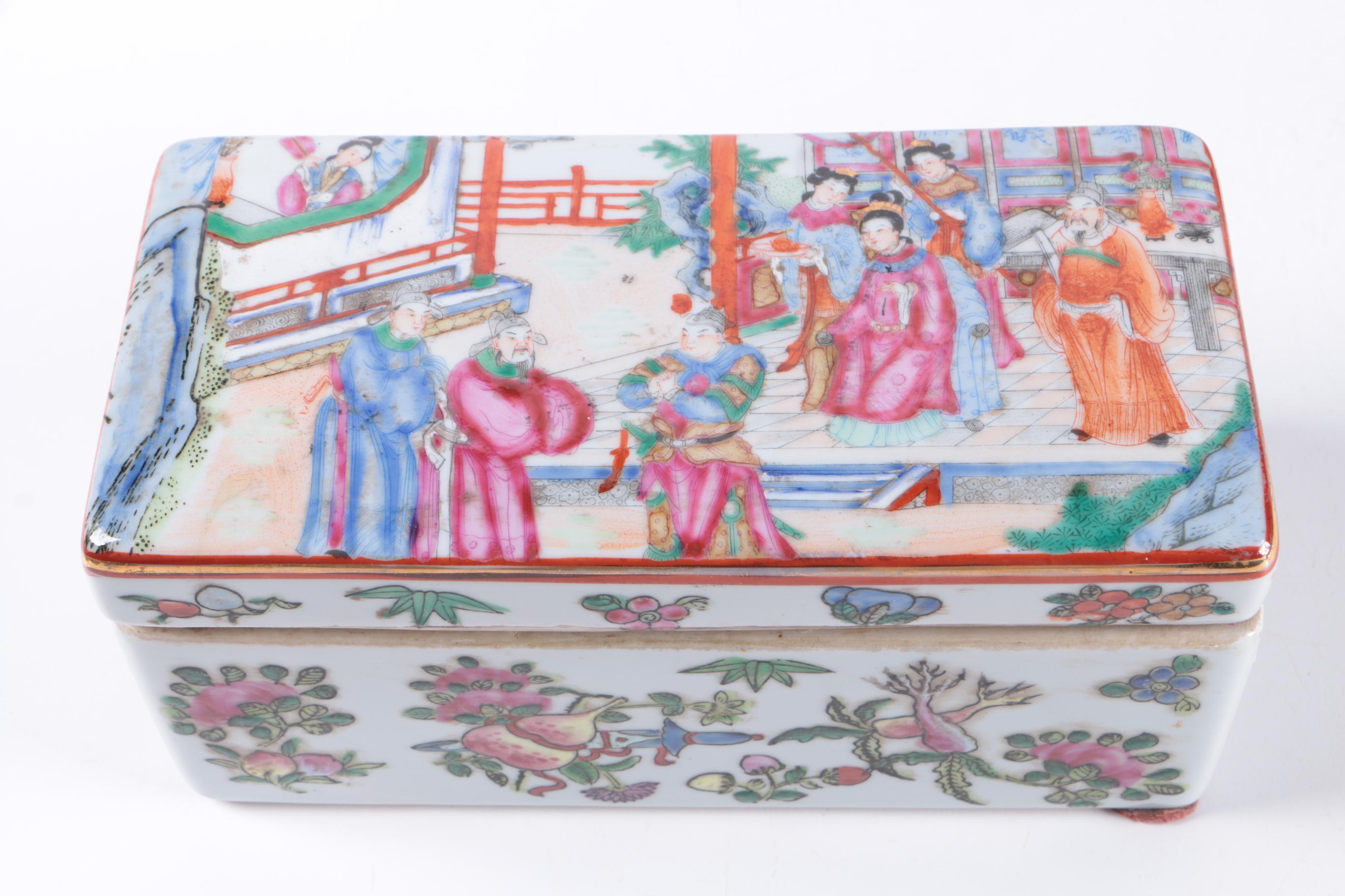Chinese Trinket Box, Figurine and Decor