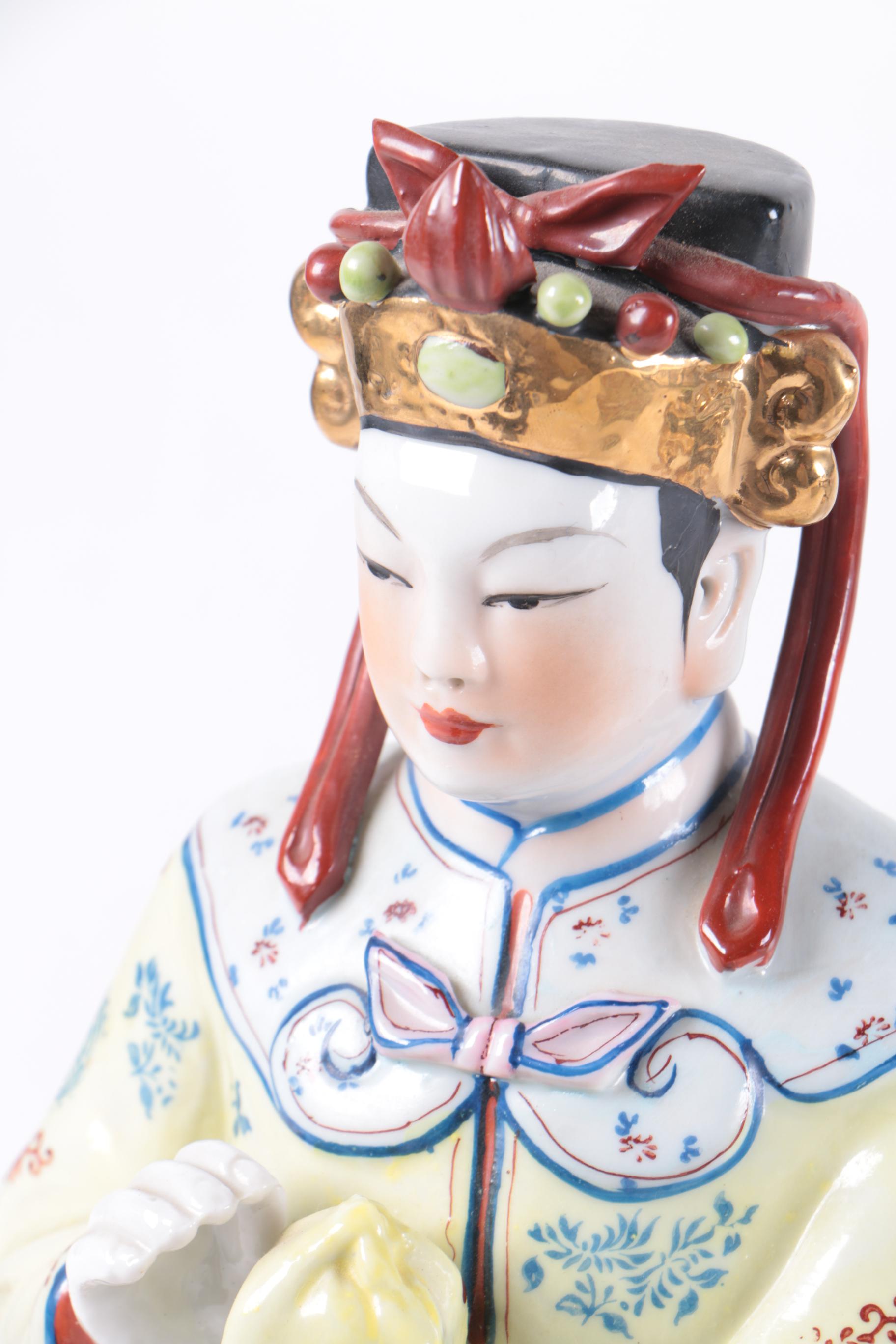 Chinese Trinket Box, Figurine and Decor