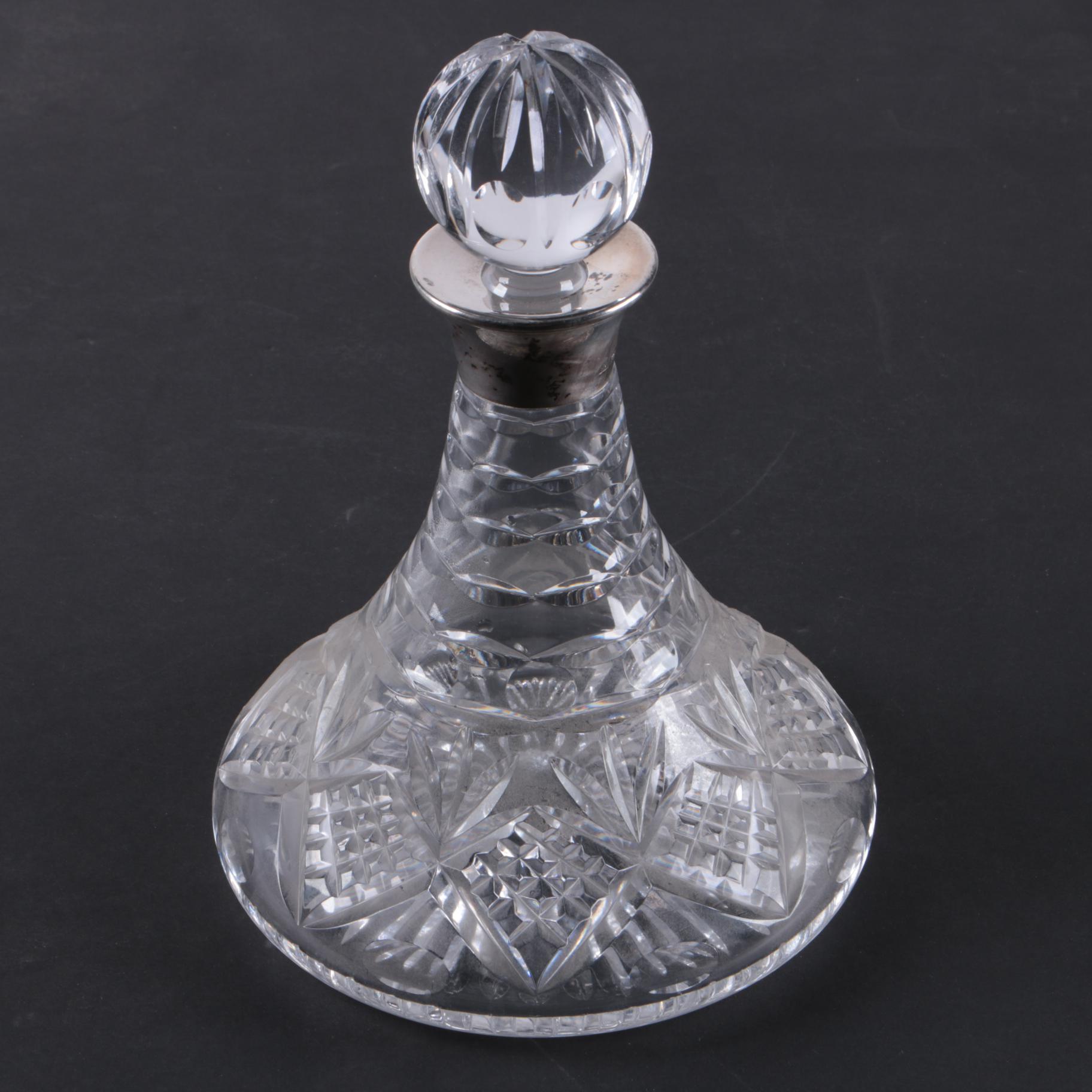 J.A. Campbell British Sterling and Crystal Ships Decanter