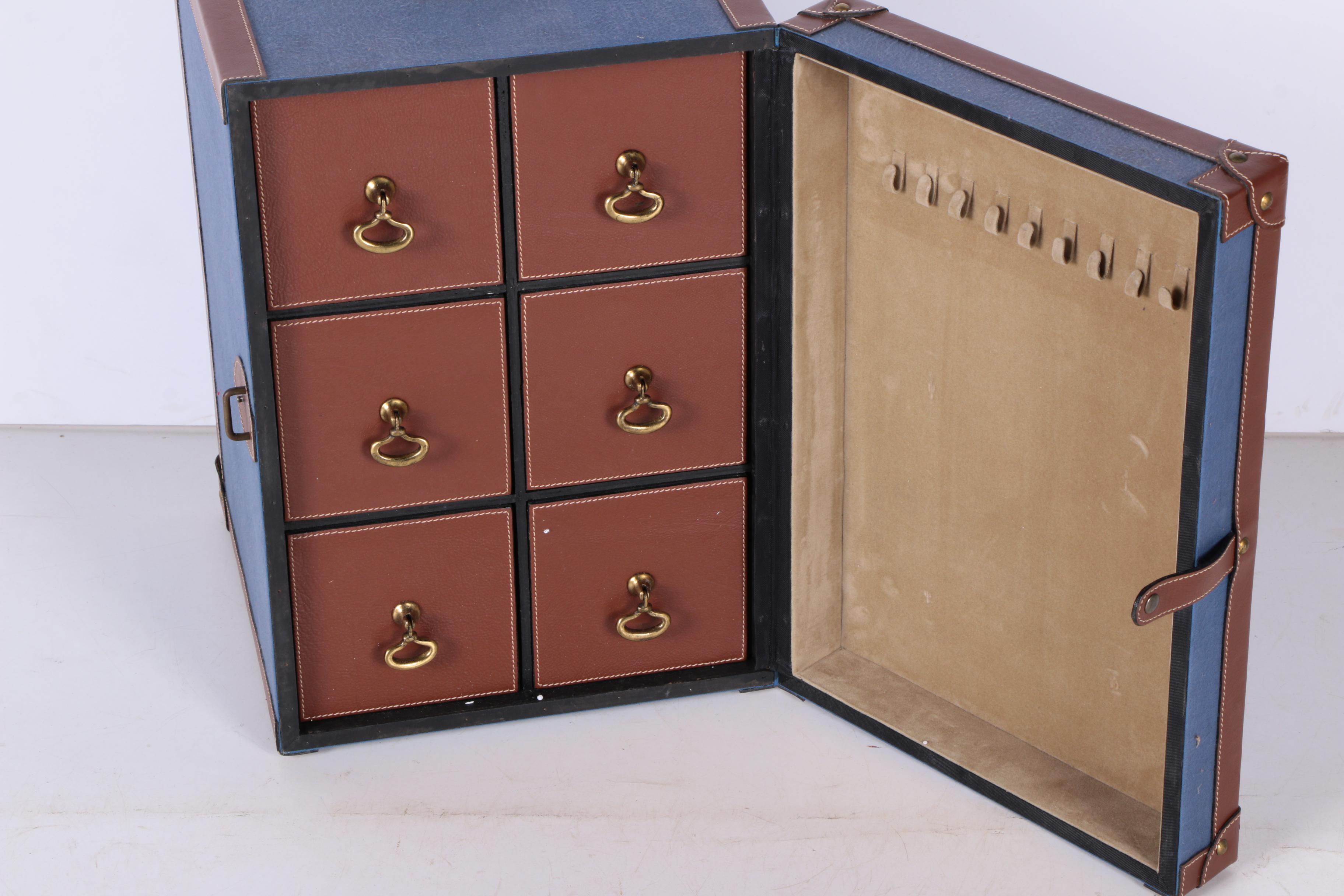 Leather Trimmed Canvas Accessory Chest