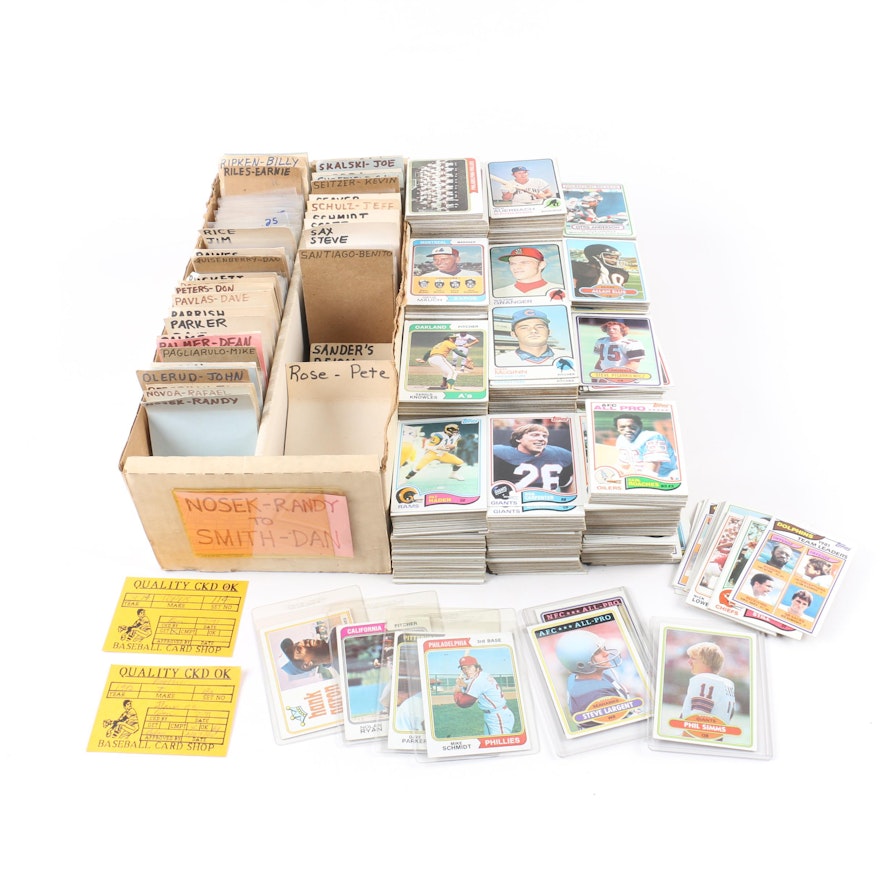 1980s-1990s Baseball and Football Cards Including Topps