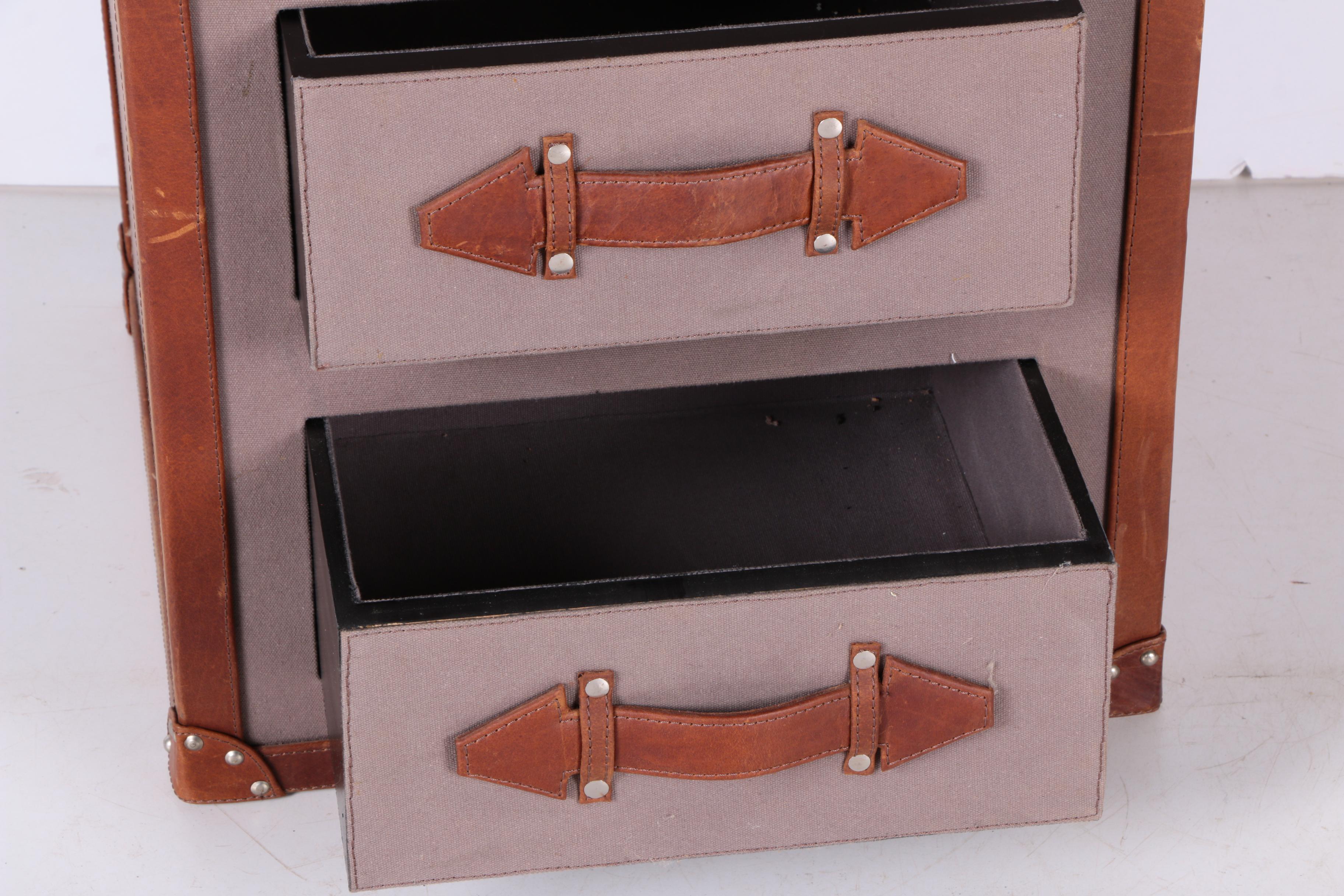 Grey Canvas and Leather Trimmed Chest