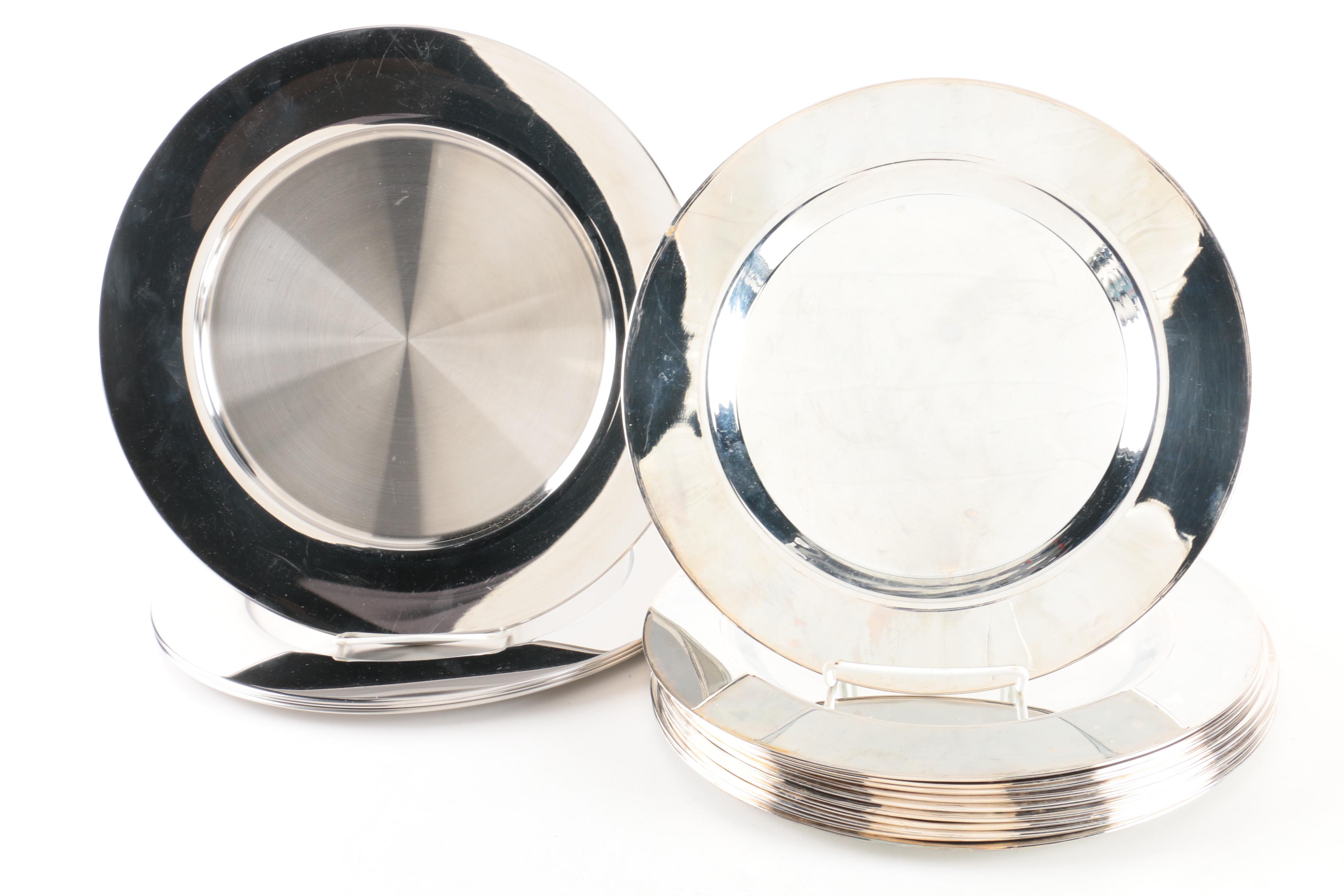 Silver Plate Cordial Glasses with Metal and Silver Plate Cheese Serving Set