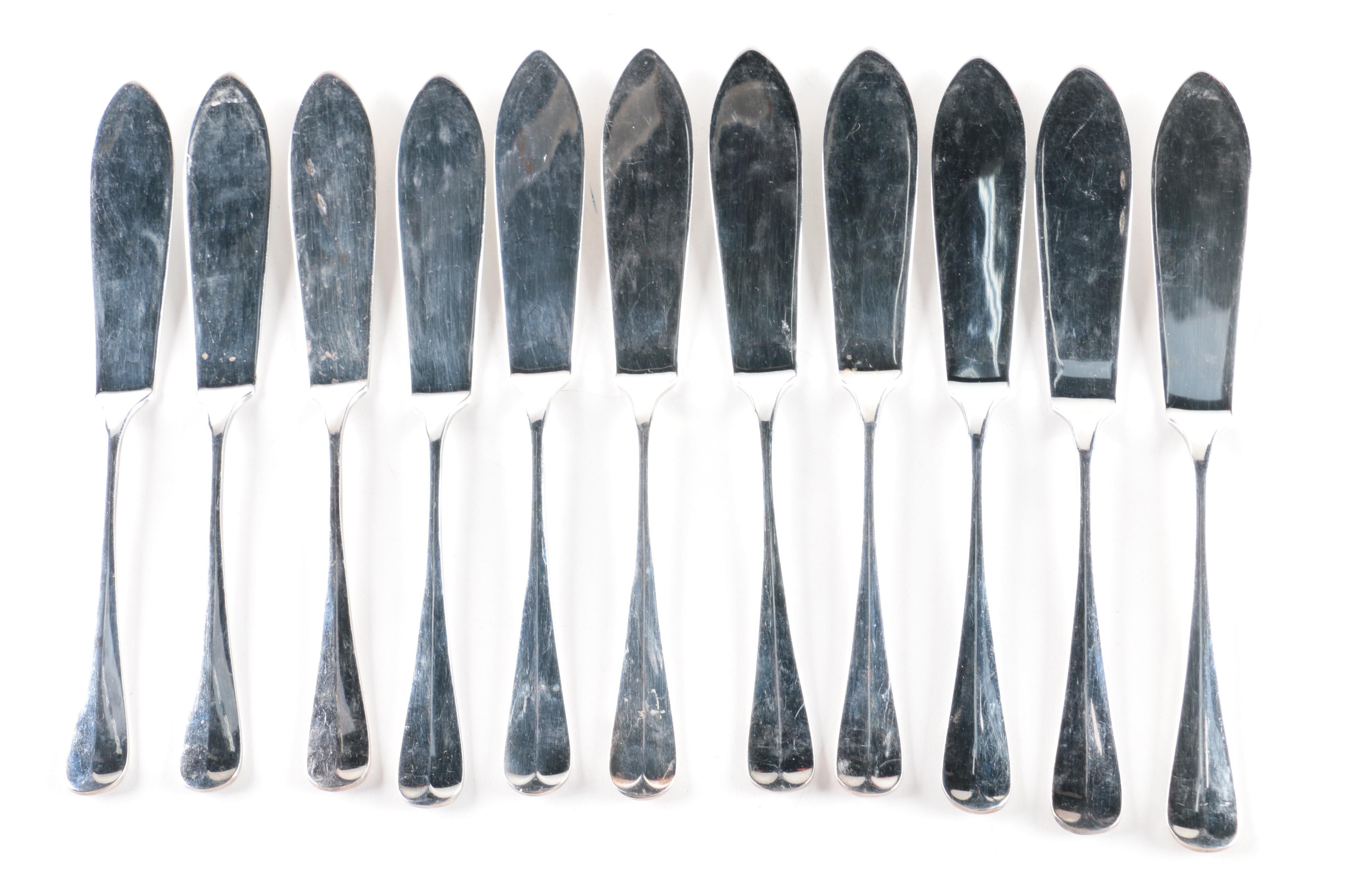 Silver Plate Cordial Glasses with Metal and Silver Plate Cheese Serving Set