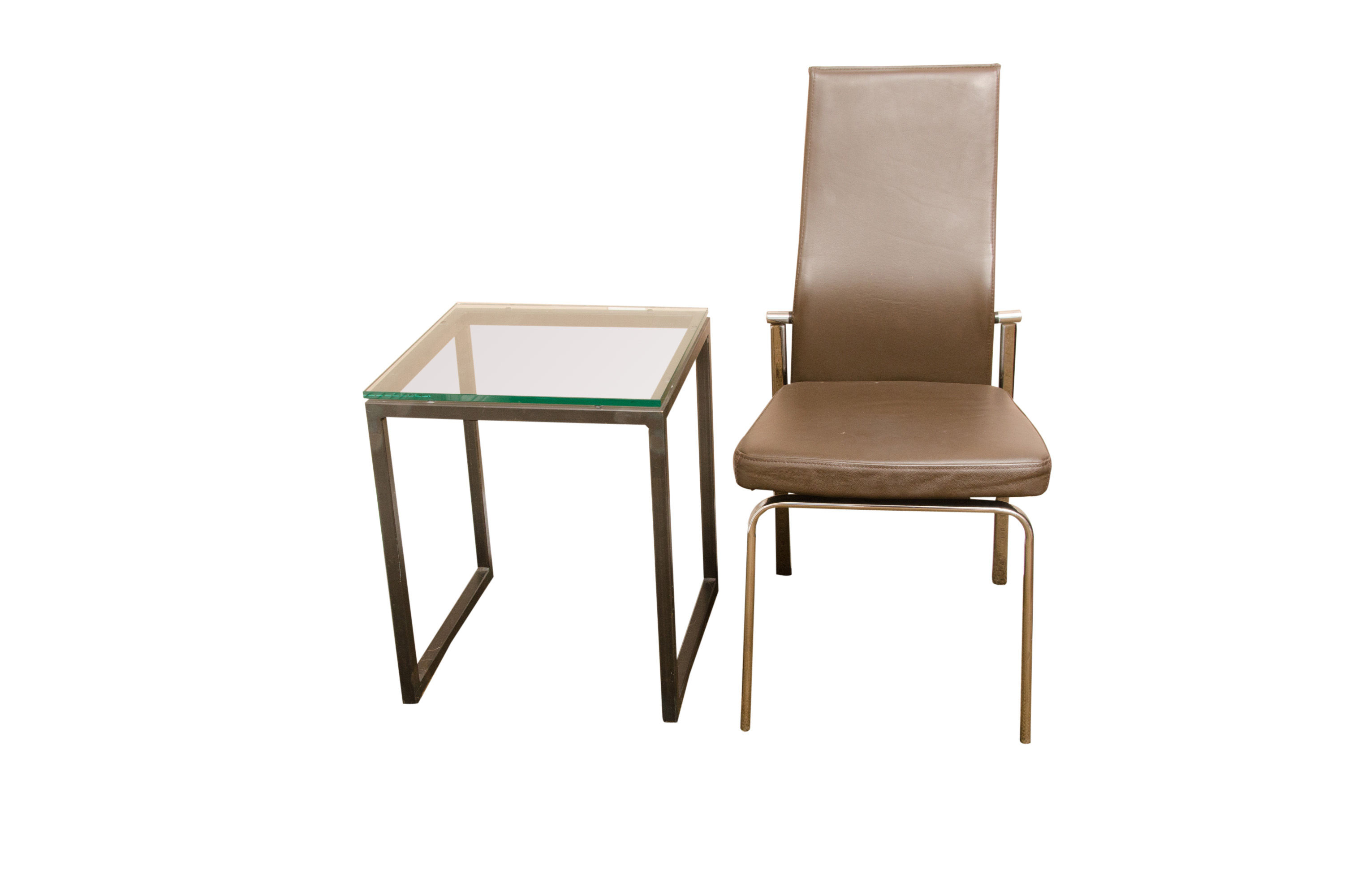 Modern Style High Back Chair with Side Table