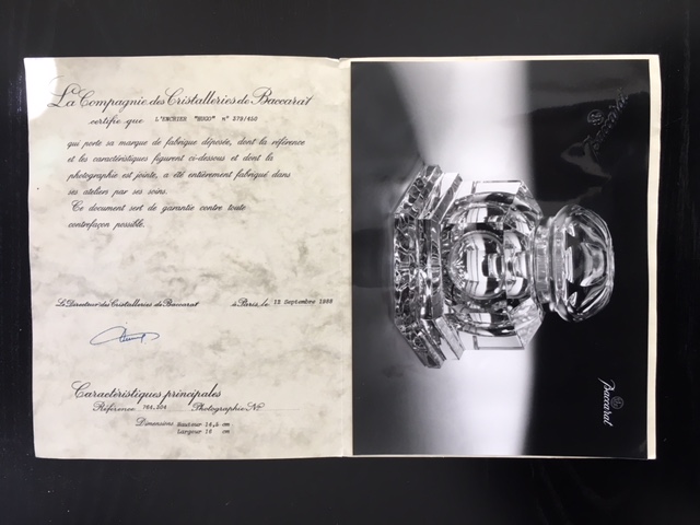 Baccarat "Hugo" Crystal Inkwell with COA