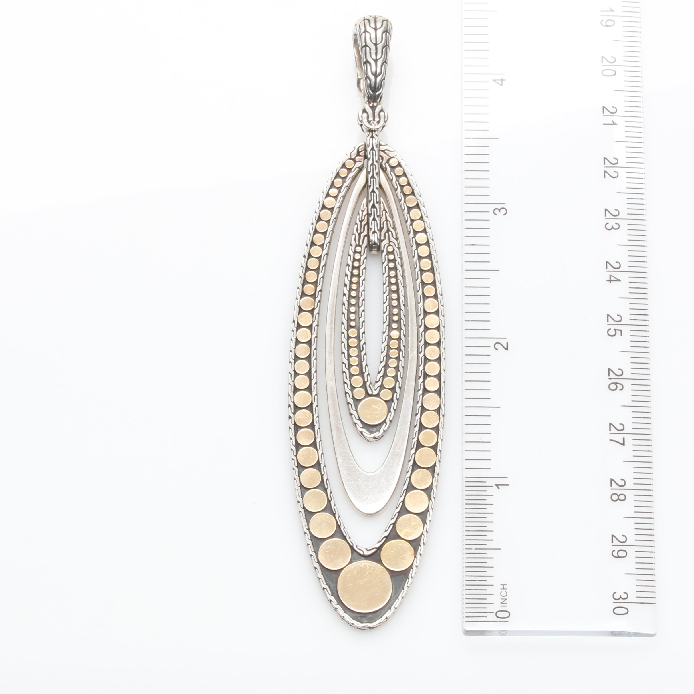 John Hardy Sterling Silver Reversible Pendant with 18K Accents