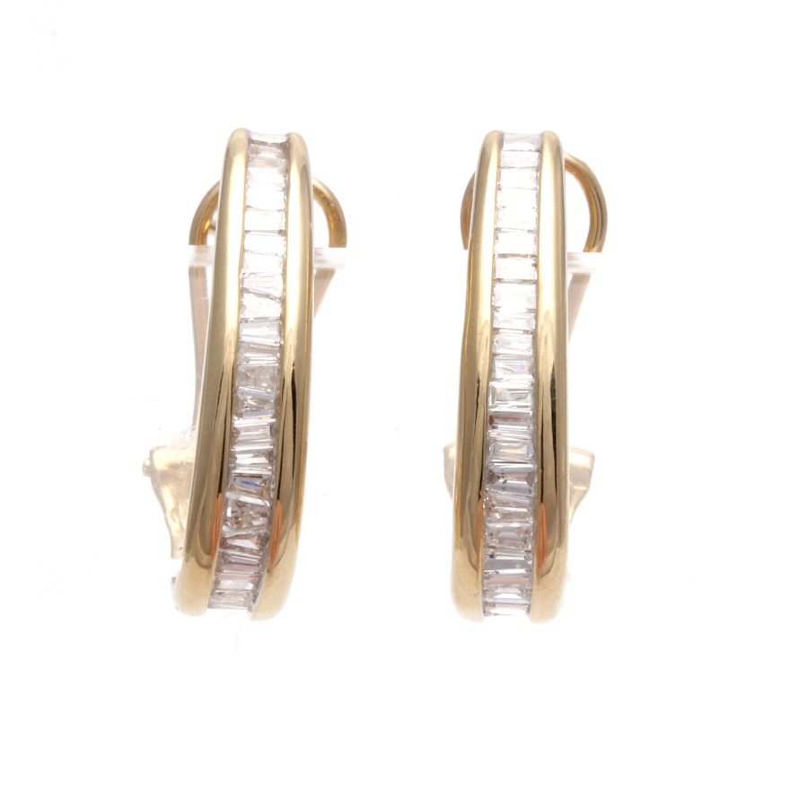 14K Yellow Gold 1.00 CTW Diamond Hoop Earrings