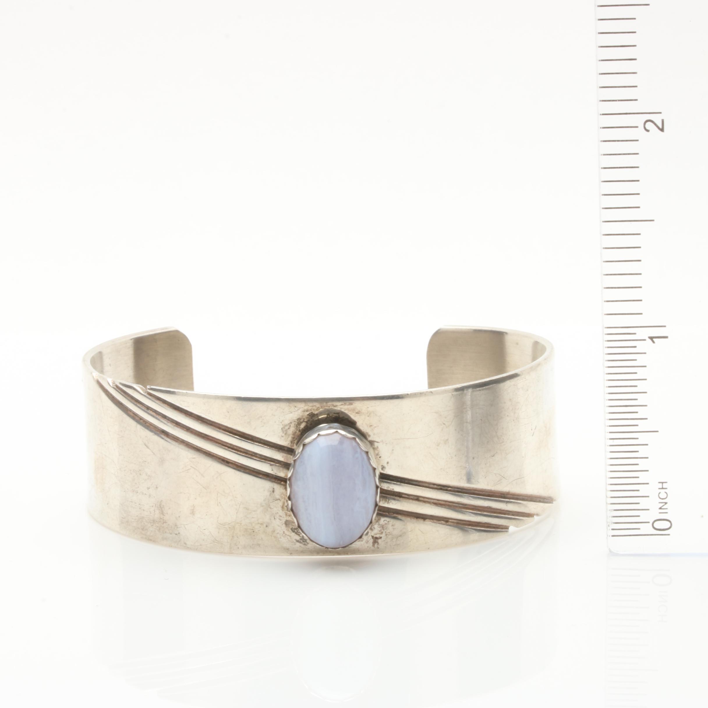 Julia Etsitty Navajo Diné Sterling Silver Agate Bracelet