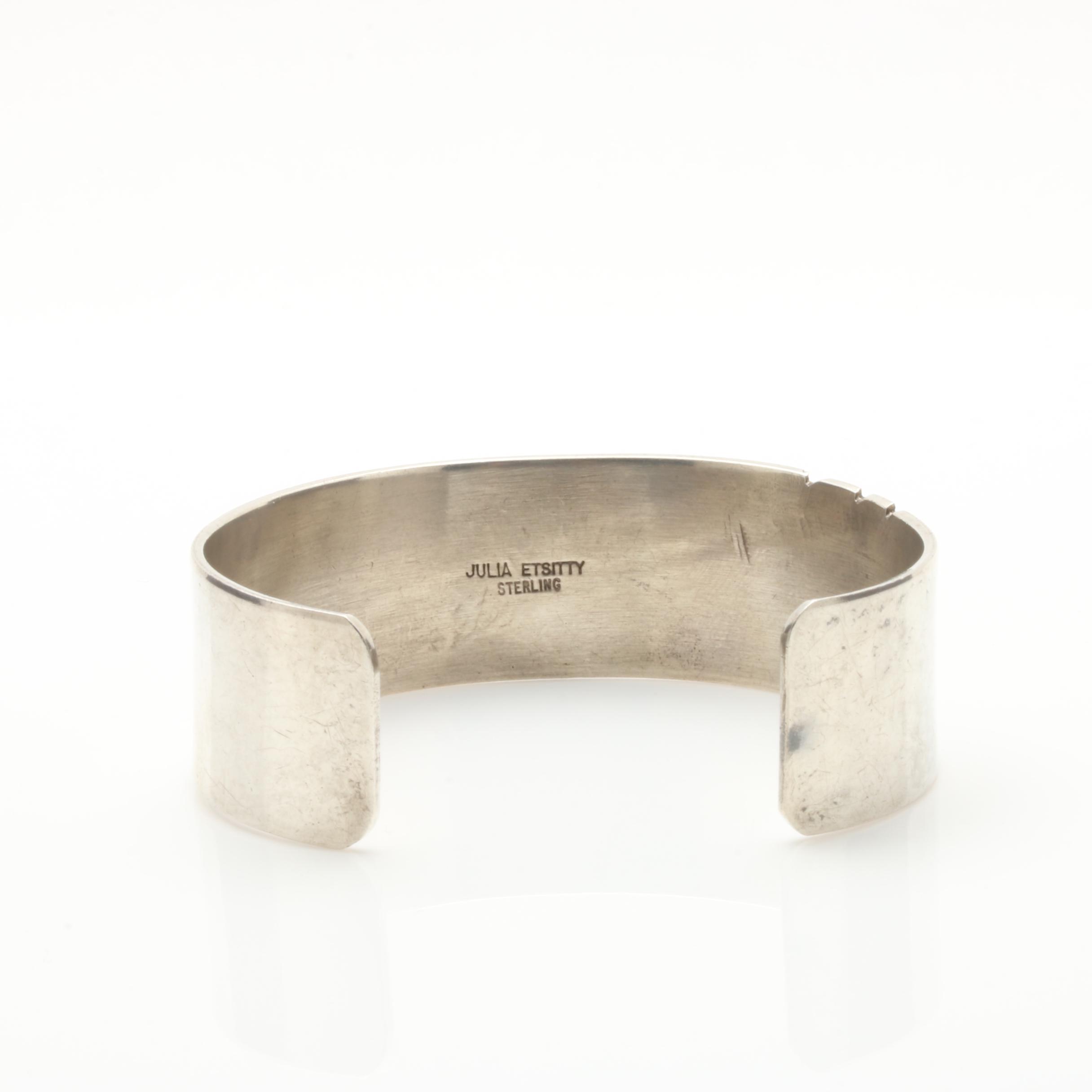 Julia Etsitty Navajo Diné Sterling Silver Agate Bracelet