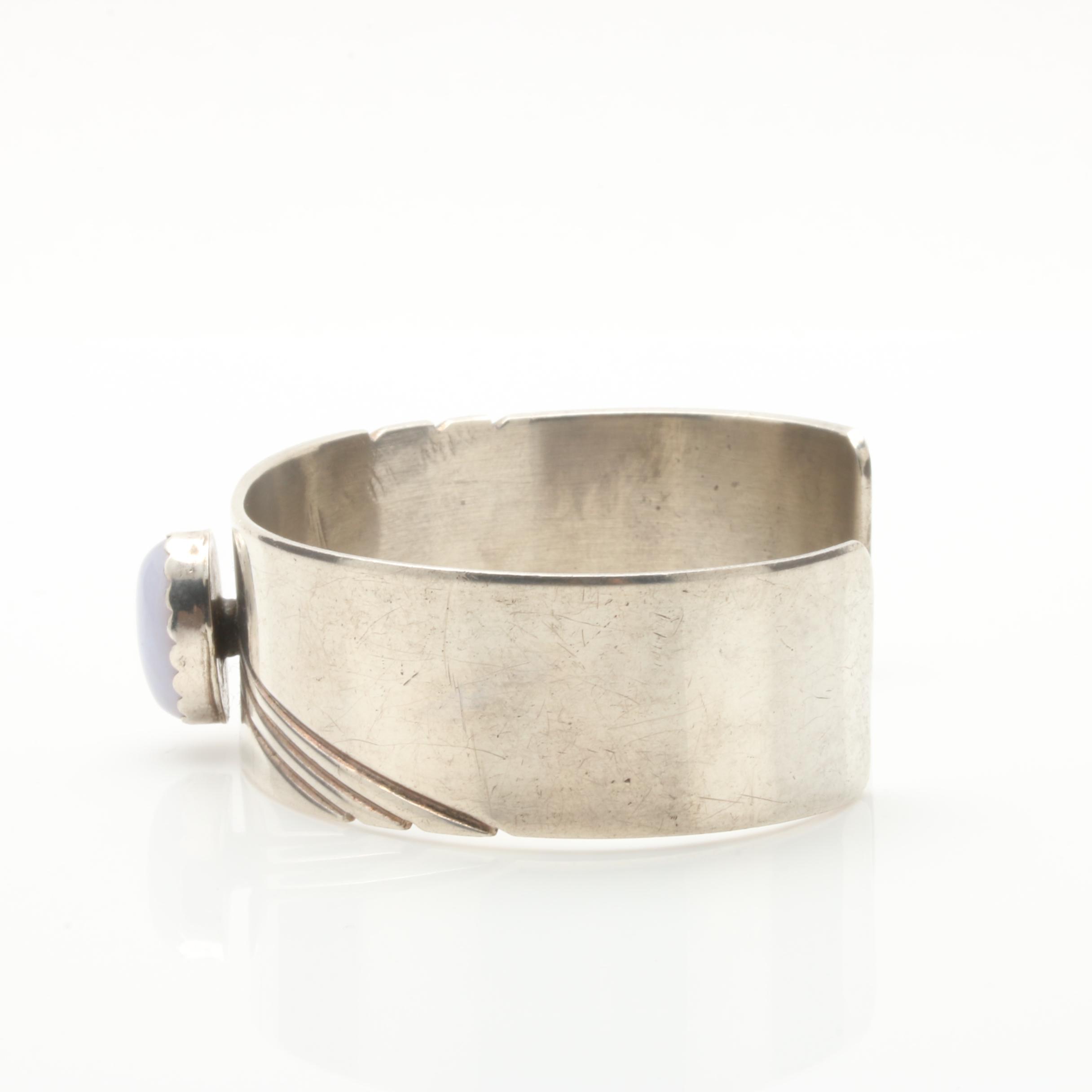 Julia Etsitty Navajo Diné Sterling Silver Agate Bracelet