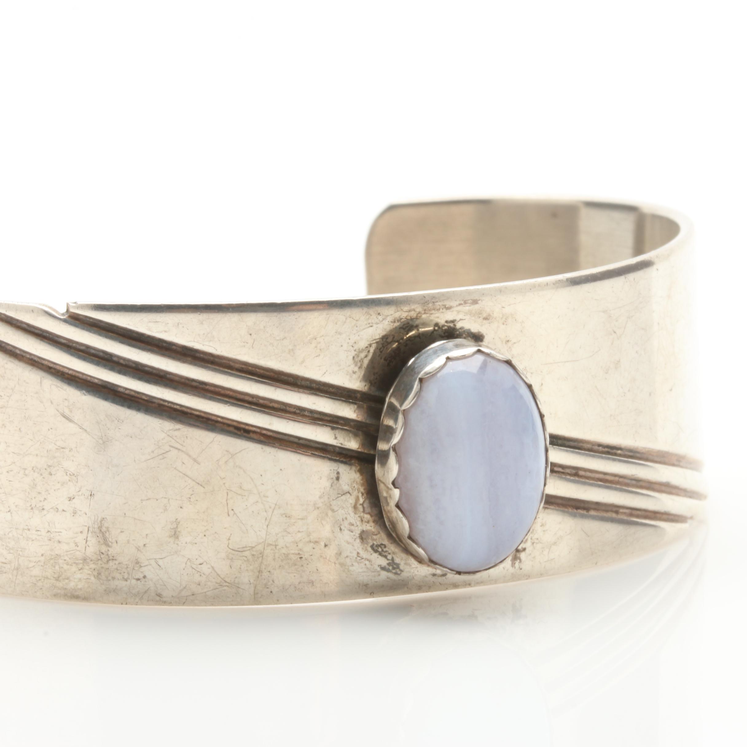Julia Etsitty Navajo Diné Sterling Silver Agate Bracelet