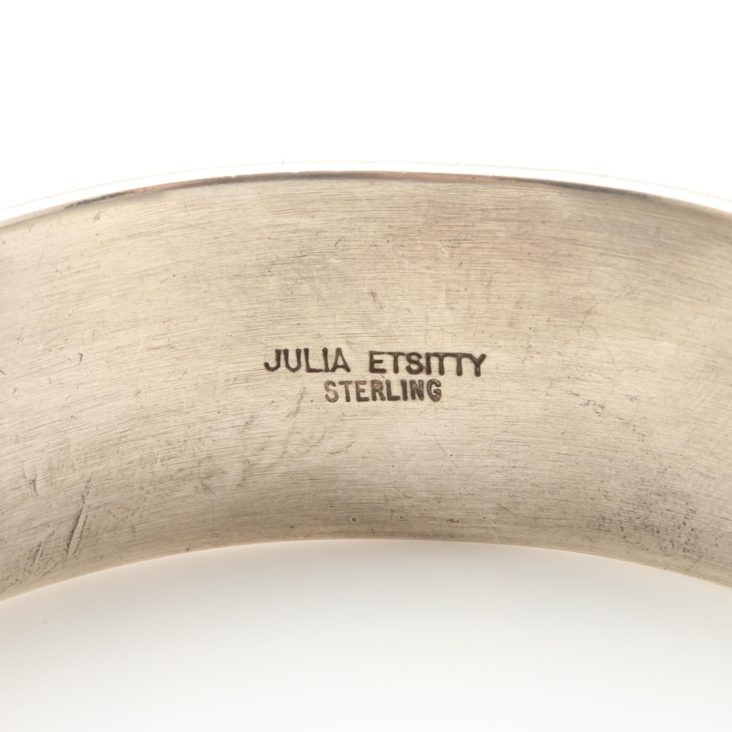 Julia Etsitty Navajo Diné Sterling Silver Agate Bracelet