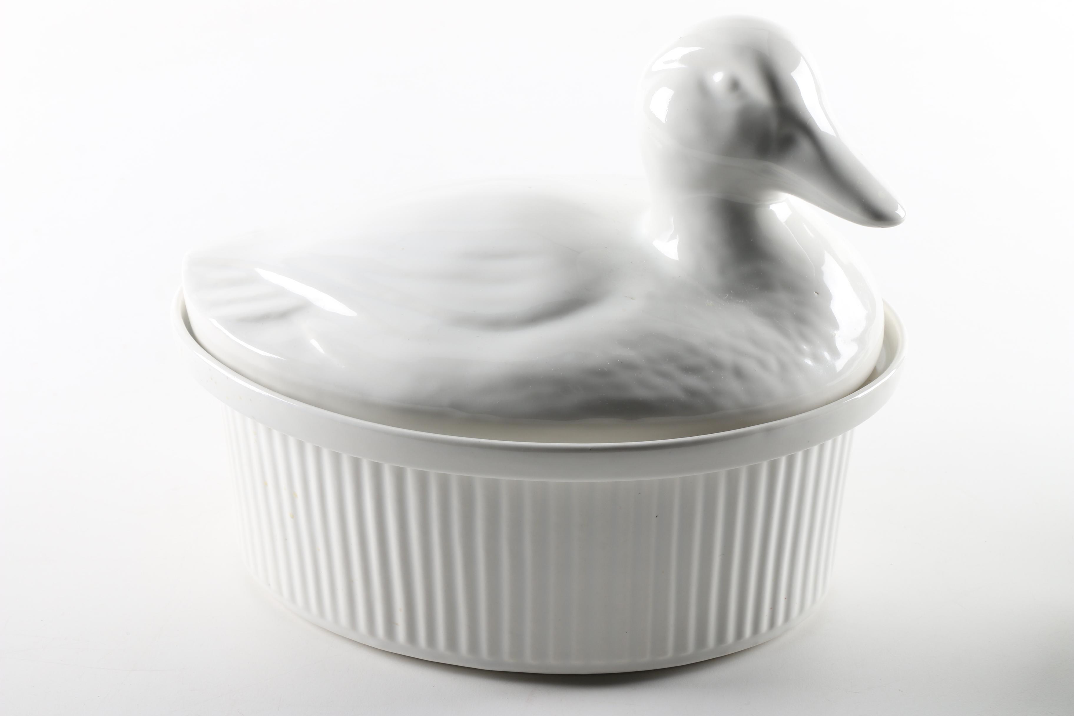 Marsh Industries Duck Baker and Artis Porcelain Ramekins