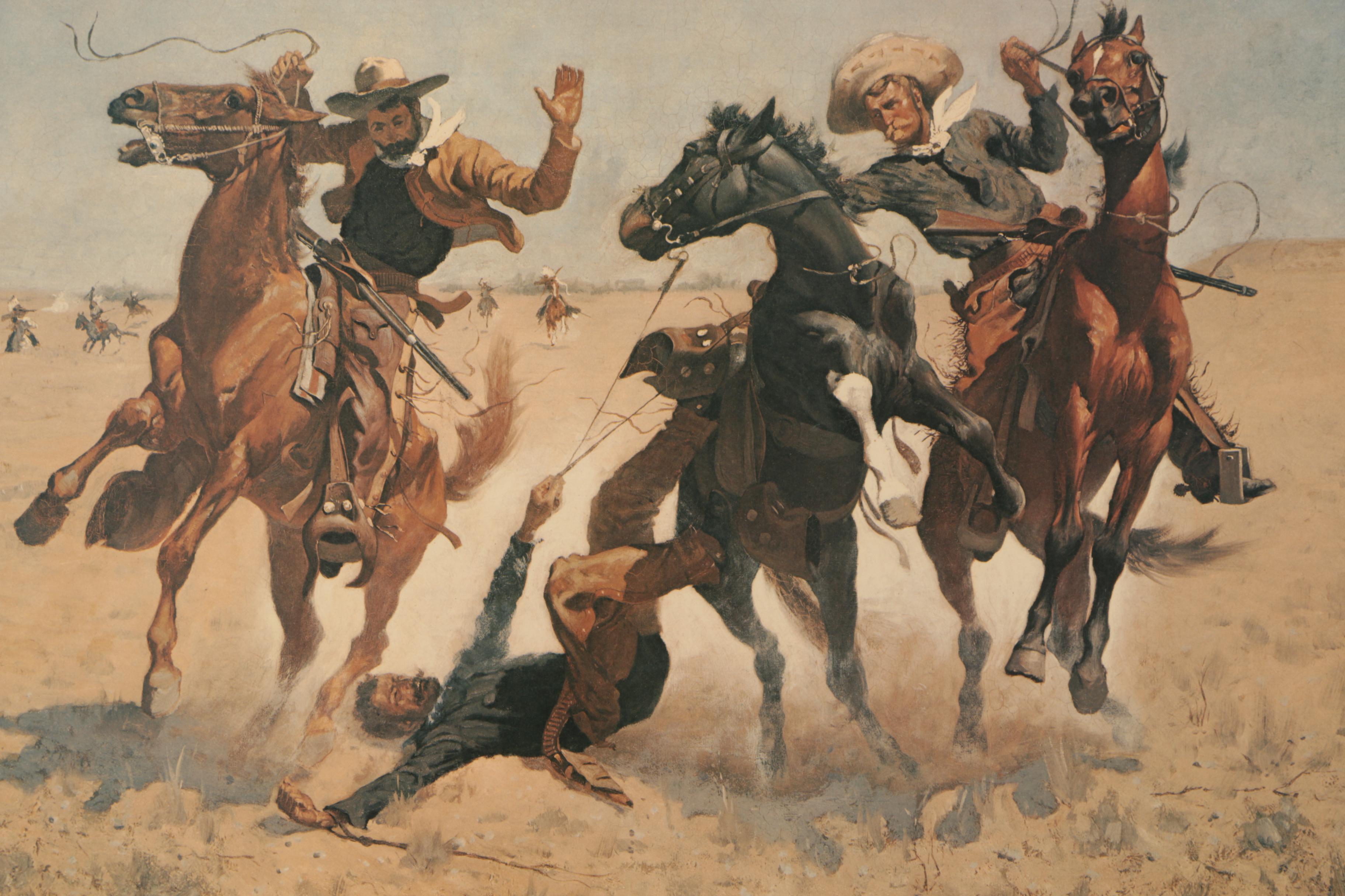 Offset Lithograph After Frederic Remington "Aiding a Comrade"