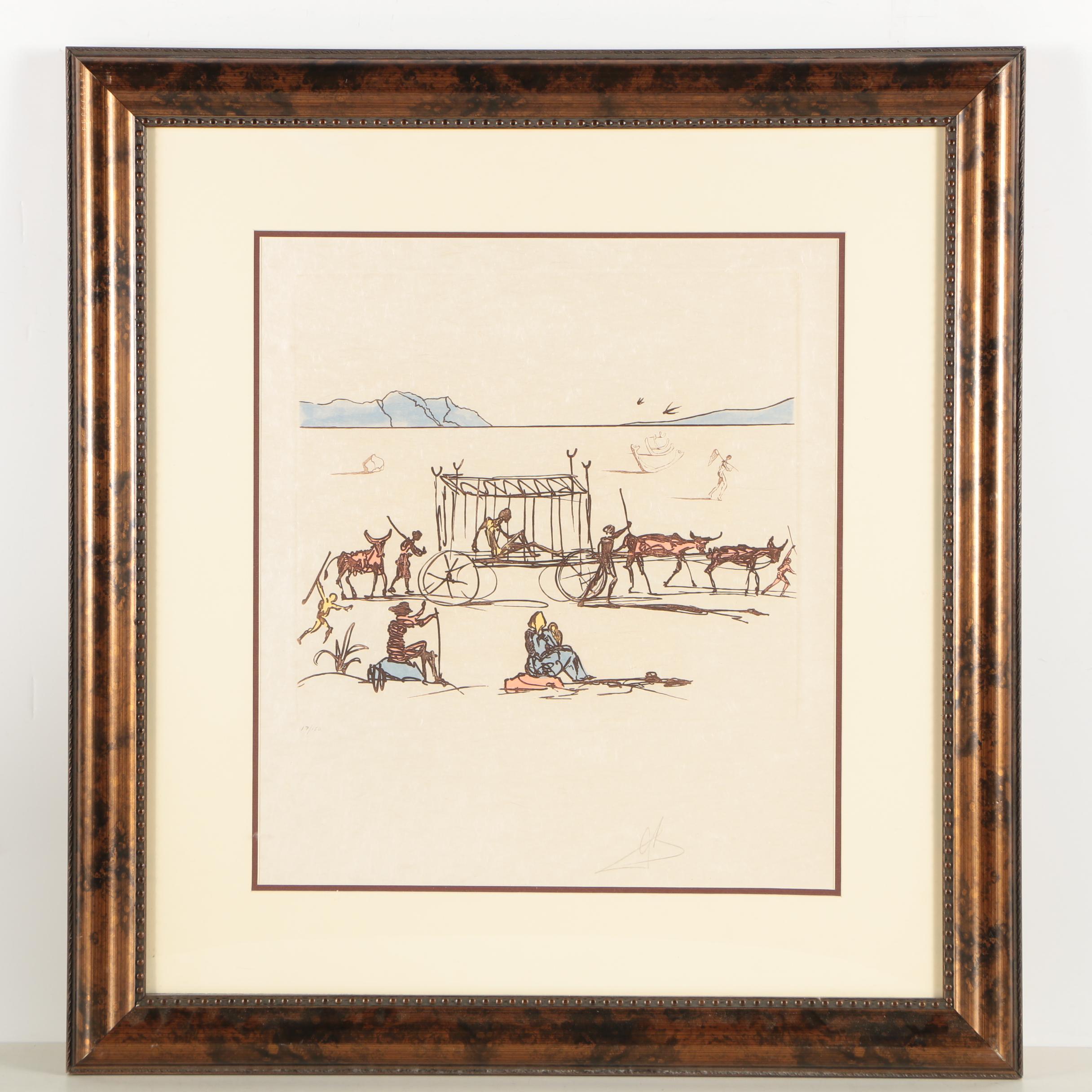 Salvador Dalí Hand-Tinted Etching on Japon Paper "Judgment"