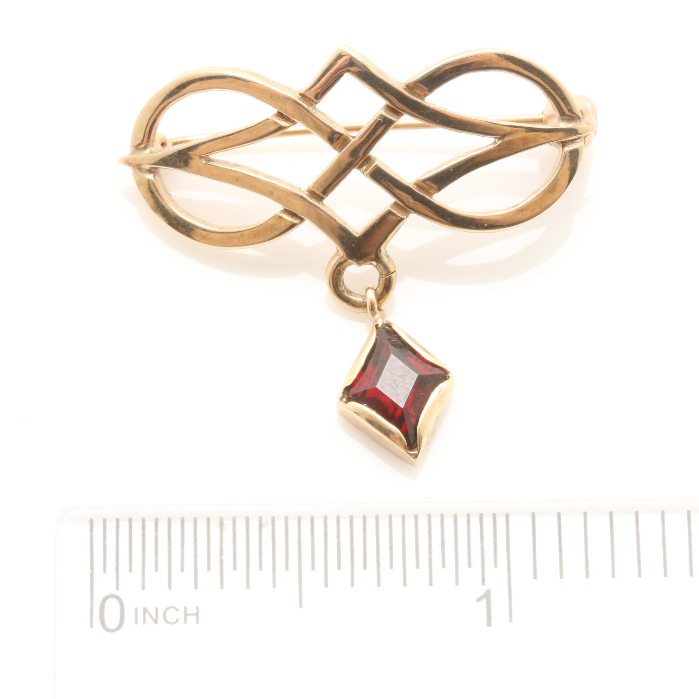 Vintage 10K Yellow Gold Lapel Pin, Stickpin and 9K Yellow Gold Brooch