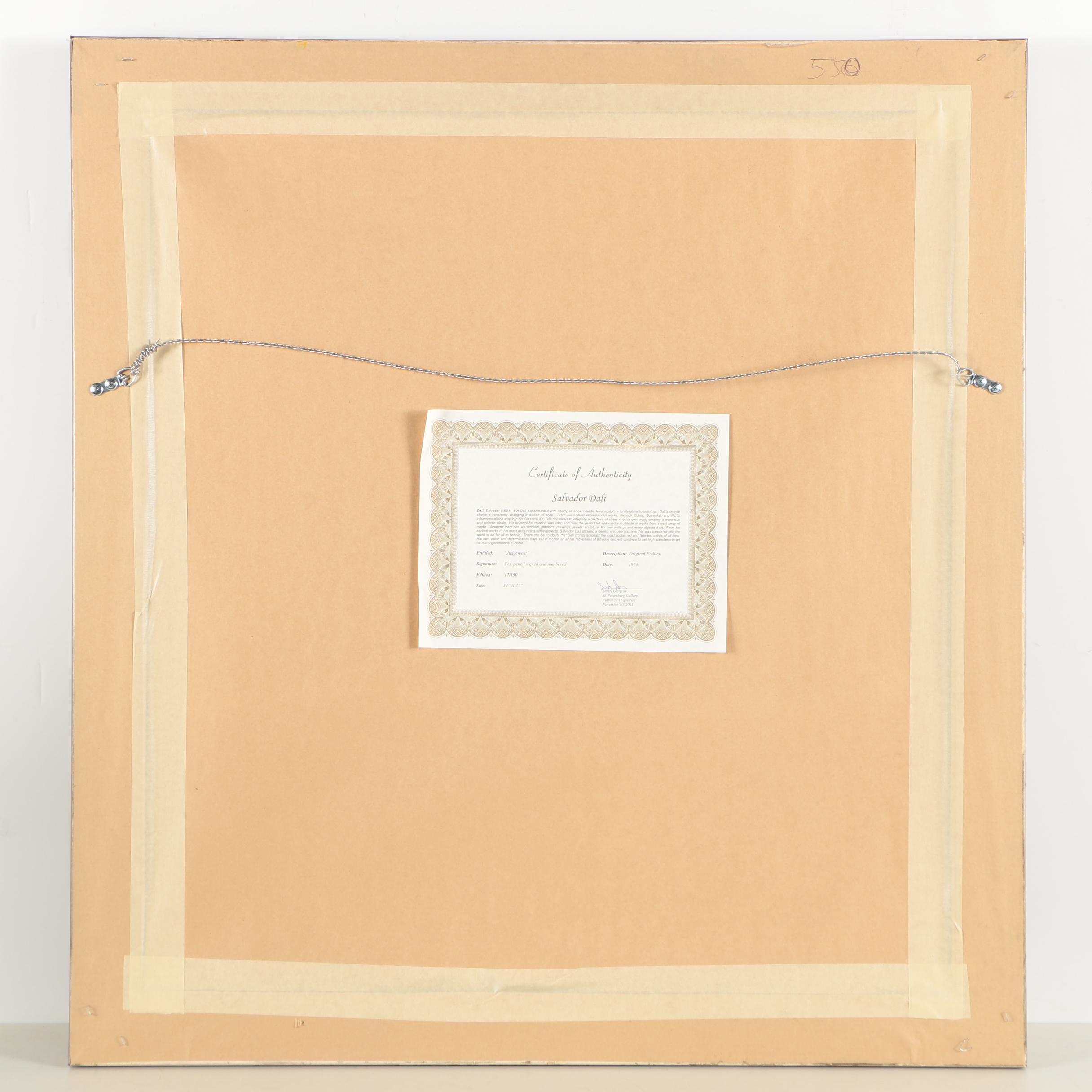 Salvador Dalí Hand-Tinted Etching on Japon Paper "Judgment"