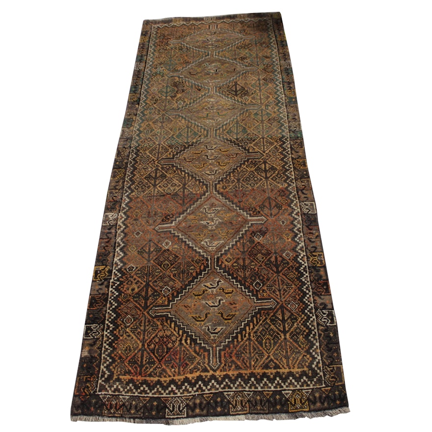 Hand-Knotted Persian Qashqai Wool Long Rug