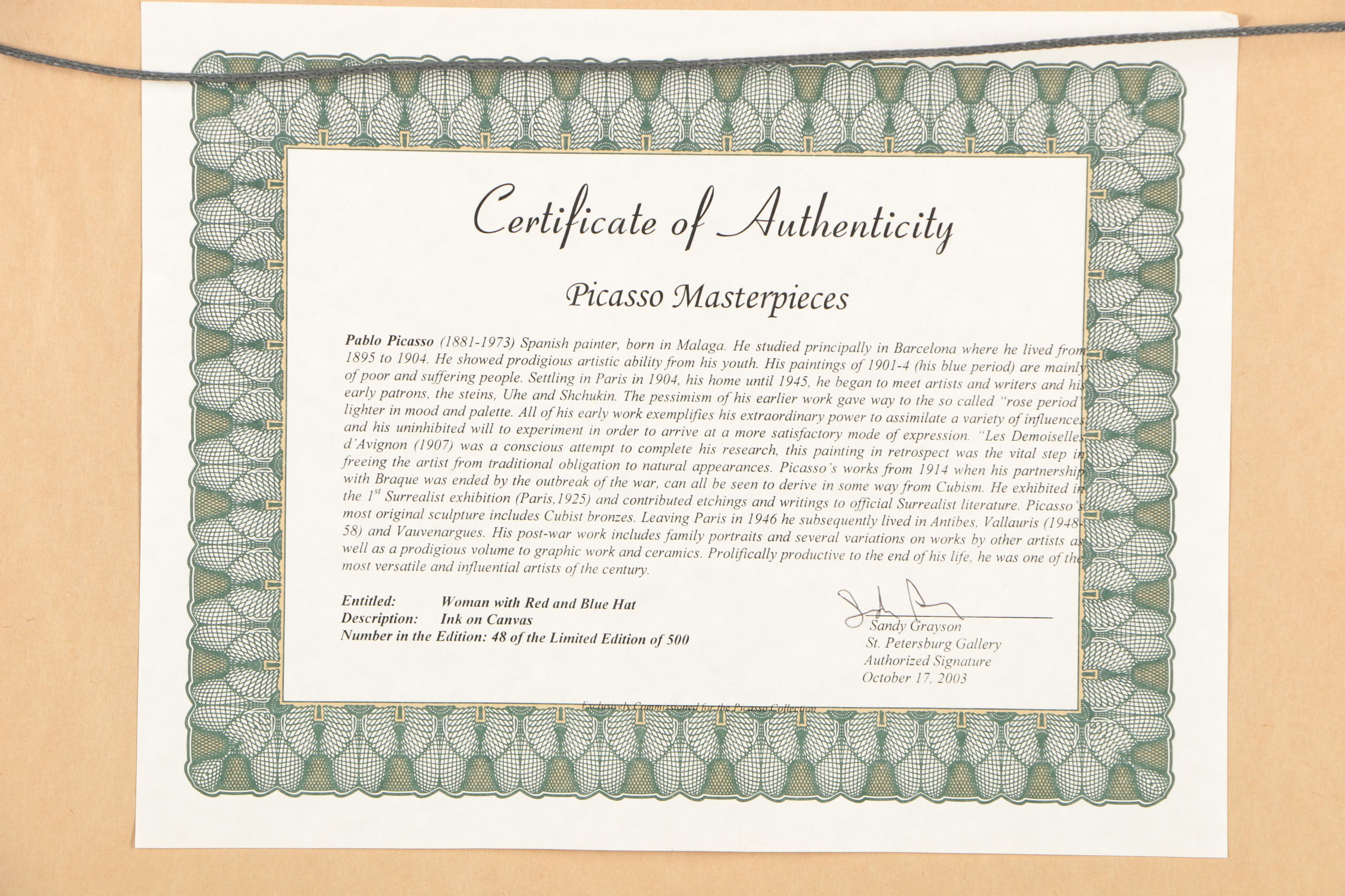 Offset Lithograph After Pablo Picasso "Seated Woman in an Armchair"